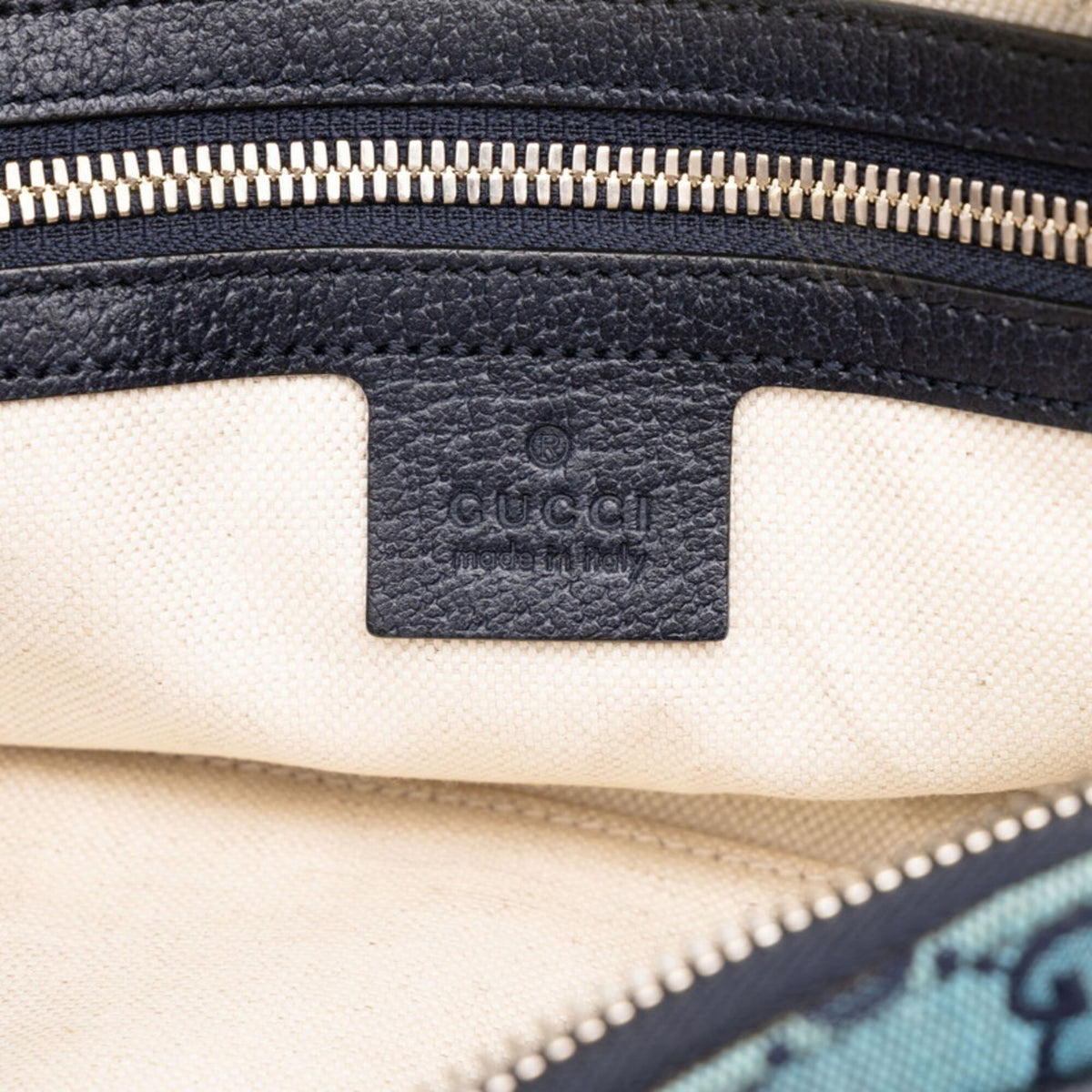 Gucci Blue Navy Canvas Leather Fanny Pack (Pre-Owned)