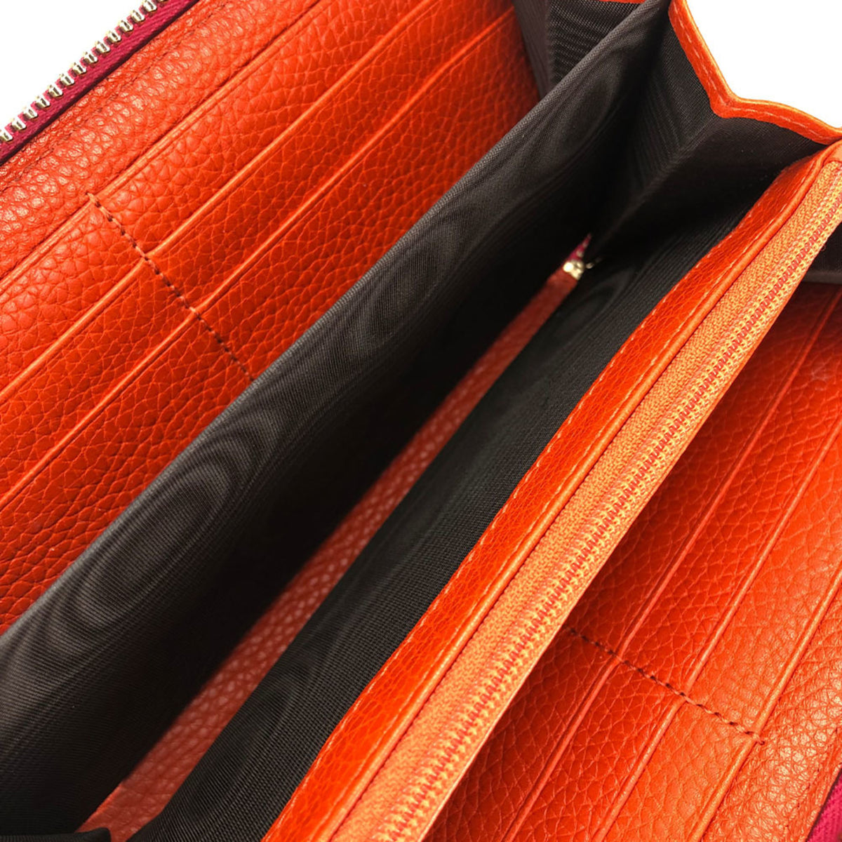 Gucci Bamboo Orange Pink Leather Long Wallet (Bi-Fold) (Pre-Owned)