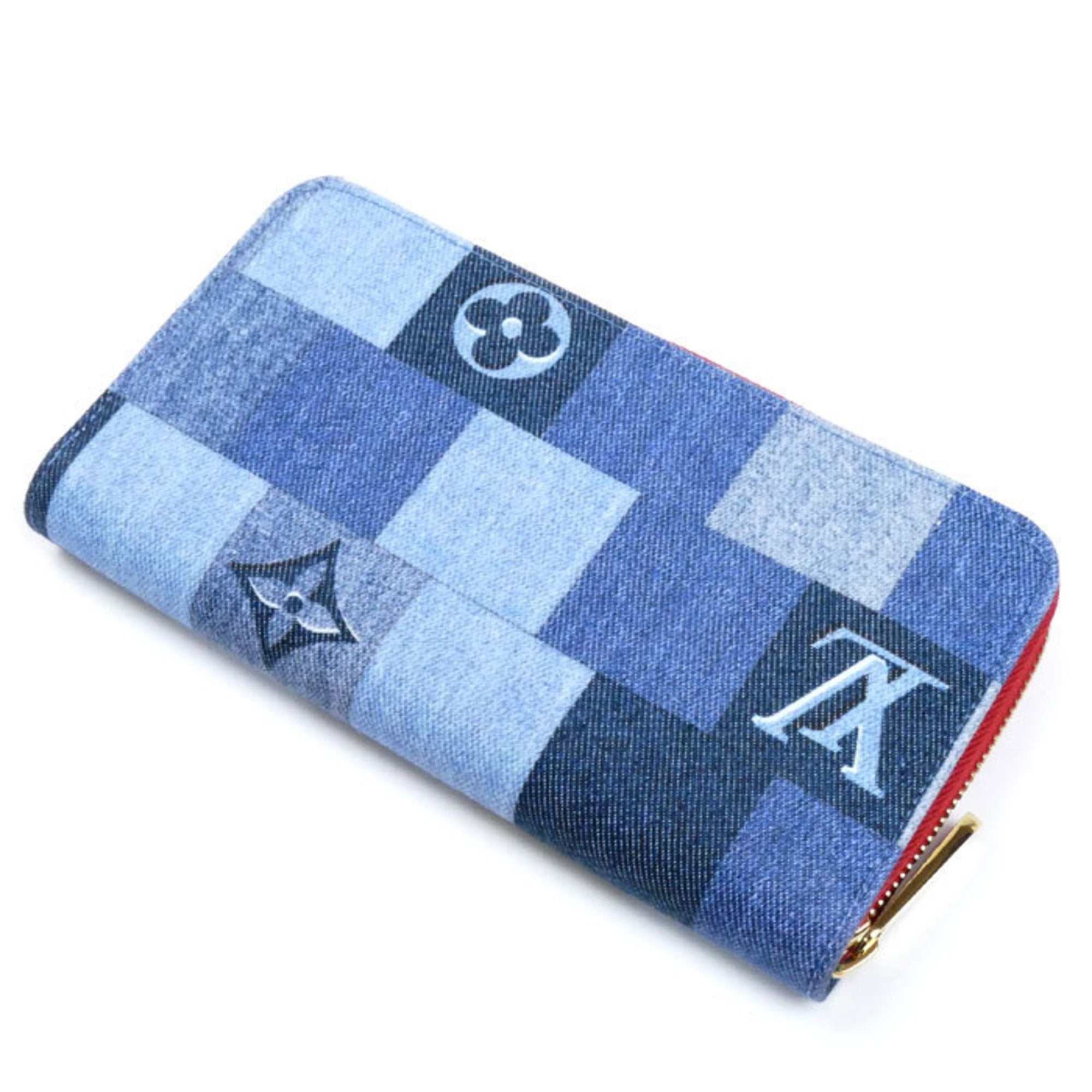 Louis Vuitton Blue Red Color Monogram Denim Long Wallet (Bi-Fold) (Pre-Owned)