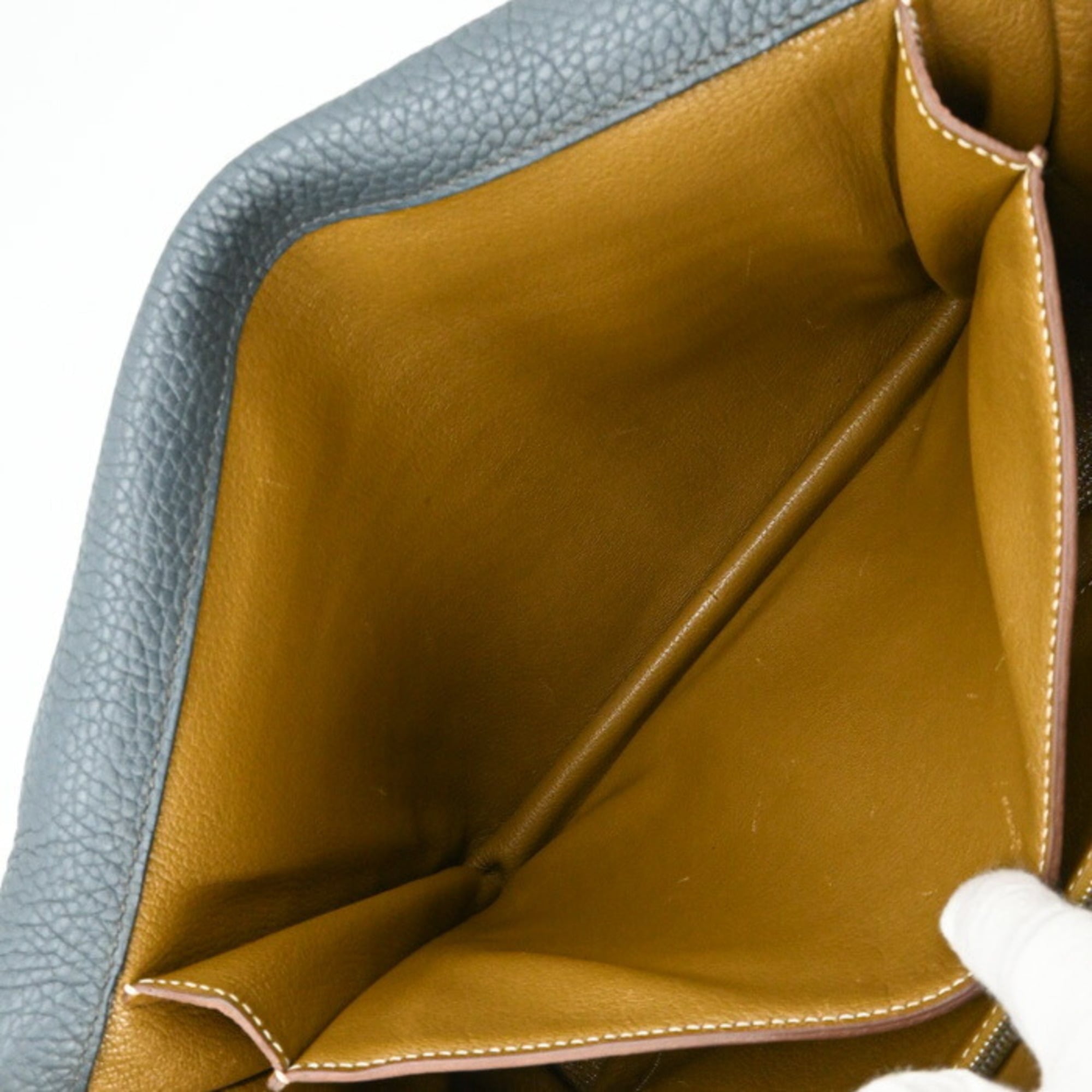 Hermes Blue Brown Taurillon Clemence Leather Leather Shoulder Bag (Pre-Owned)