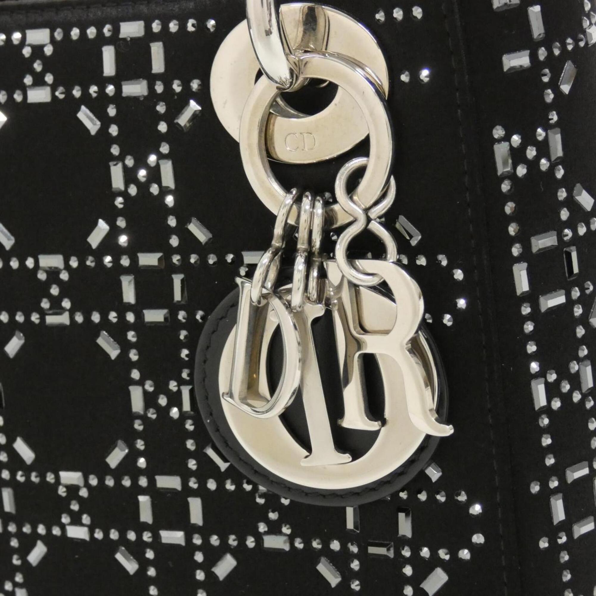Christian Dior Black White Satin Handbag (Pre-Owned)
