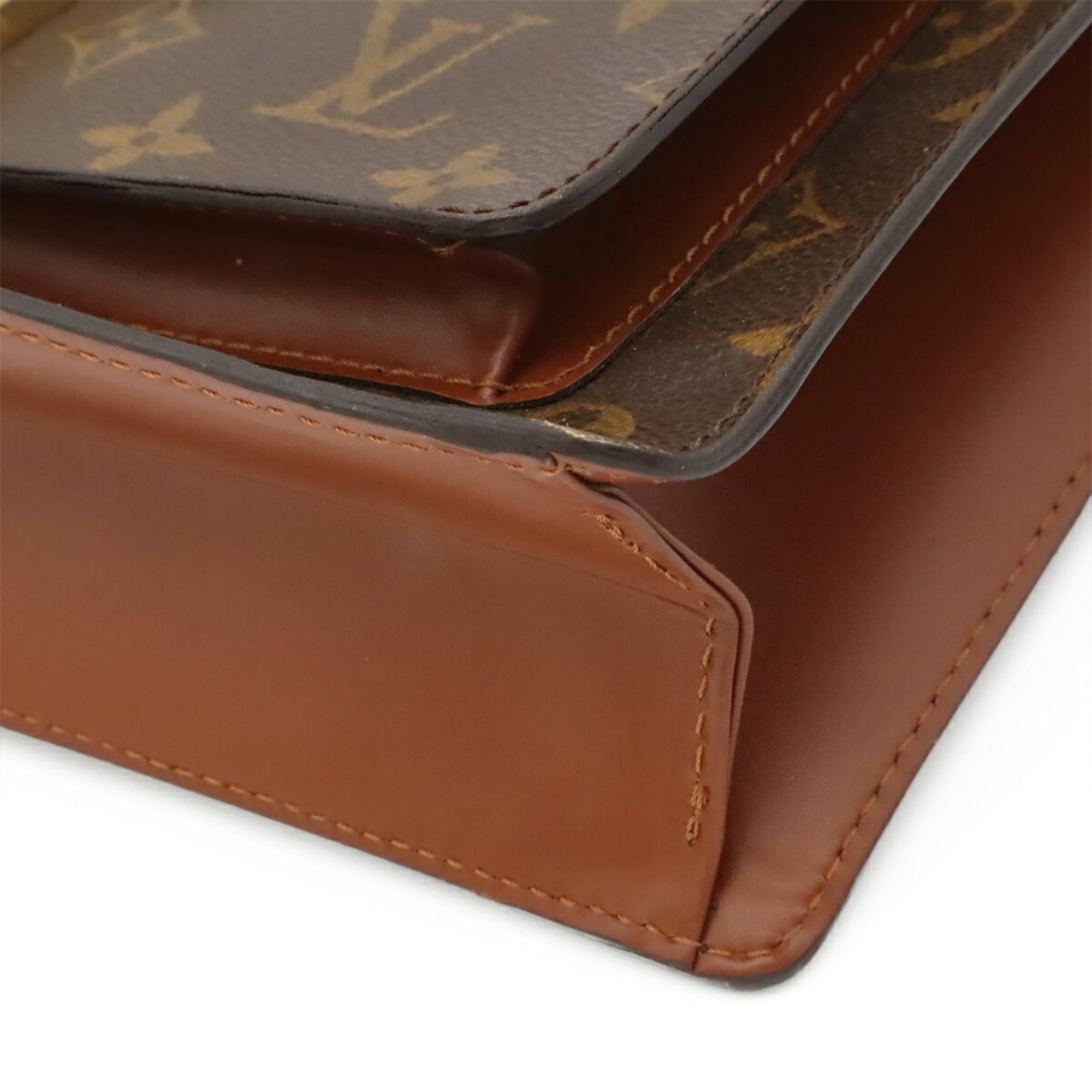 Louis Vuitton Brown Monogram Canvas Clutch Bag Handbag Shoulder Bag (Pre-Owned)