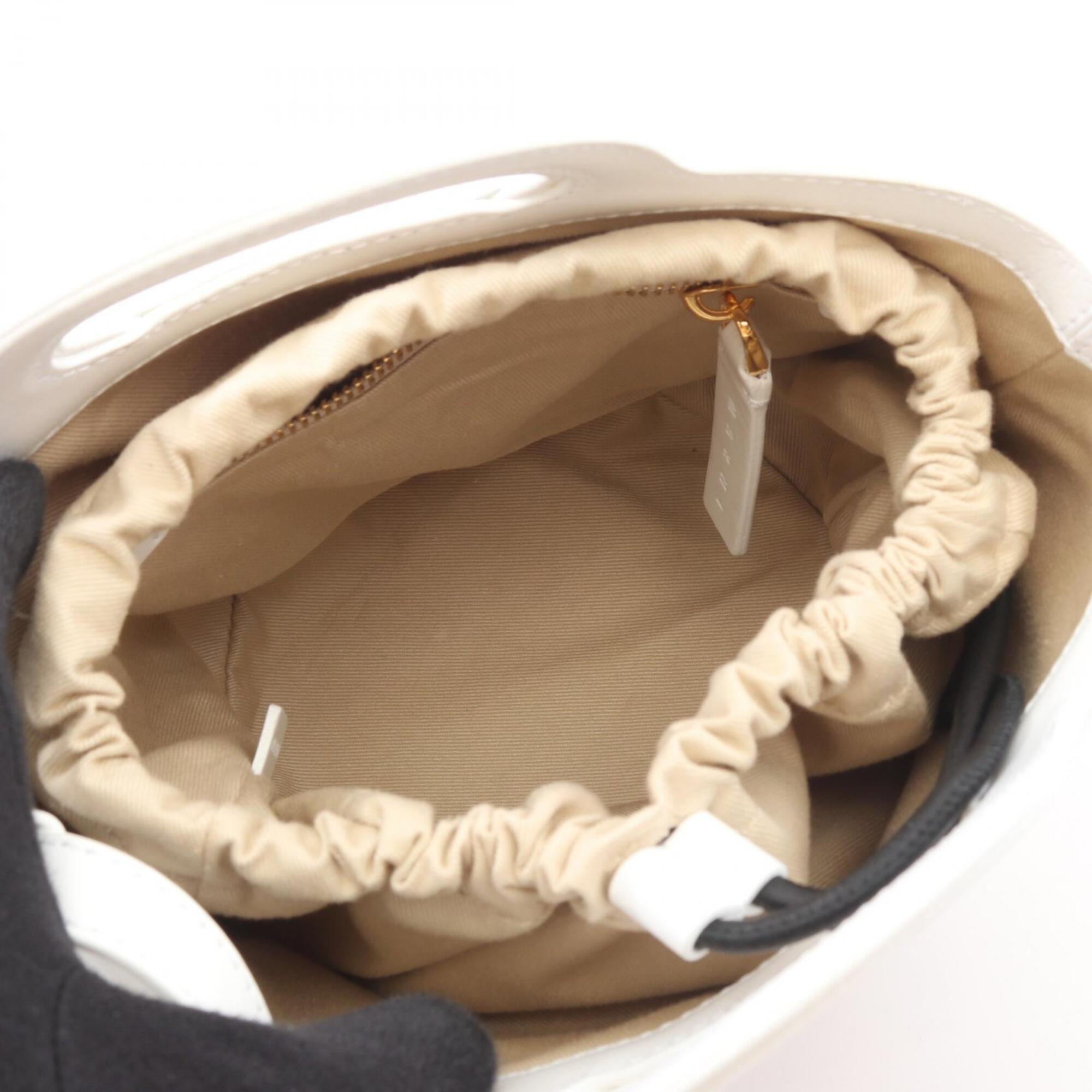 Marni Beige White Nylon Leather Cotton Basket Handbag Shoulder Bag (Pre-Owned)