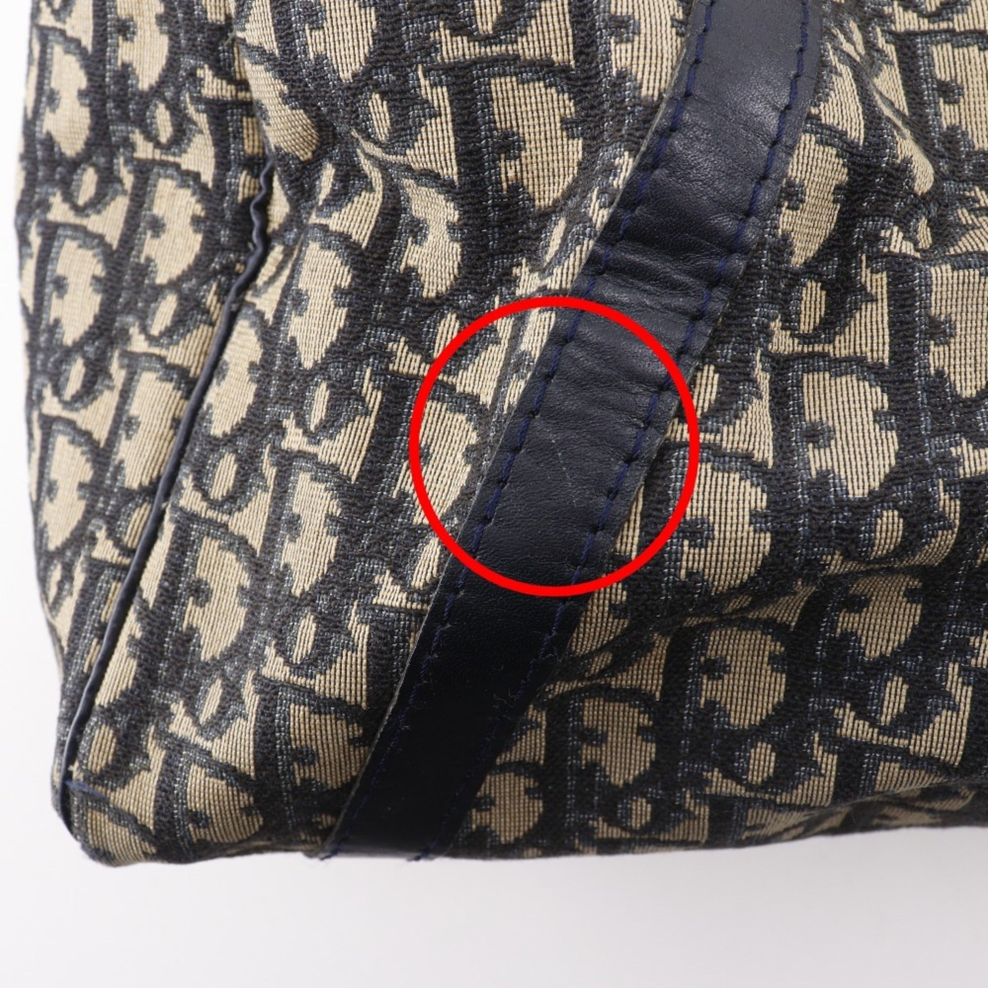 Christian Dior Navy Canvas Boston Bag Handbag (Pre-Owned)
