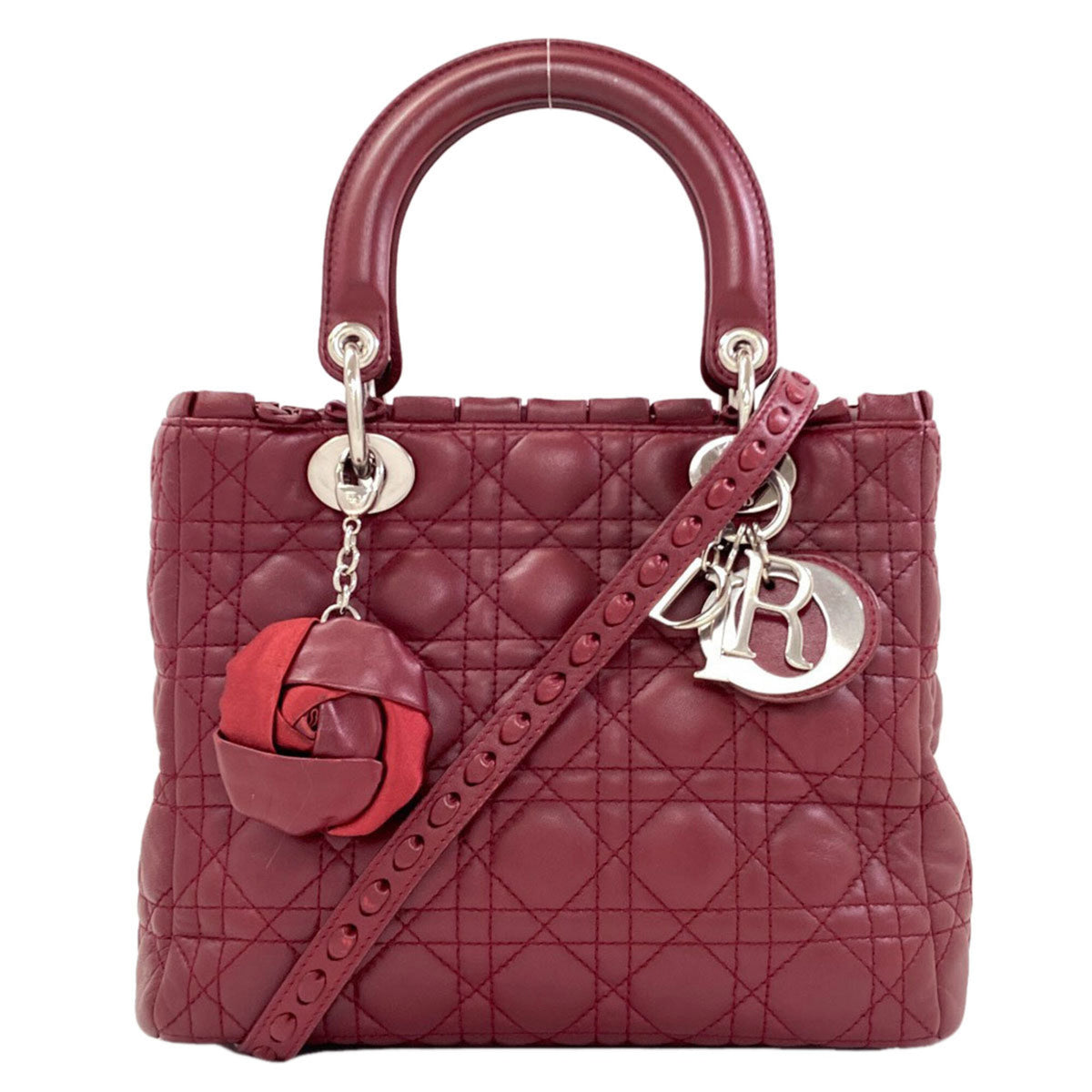Christian Dior Lady Dior Red Color Leather Handbag (Pre-Owned)