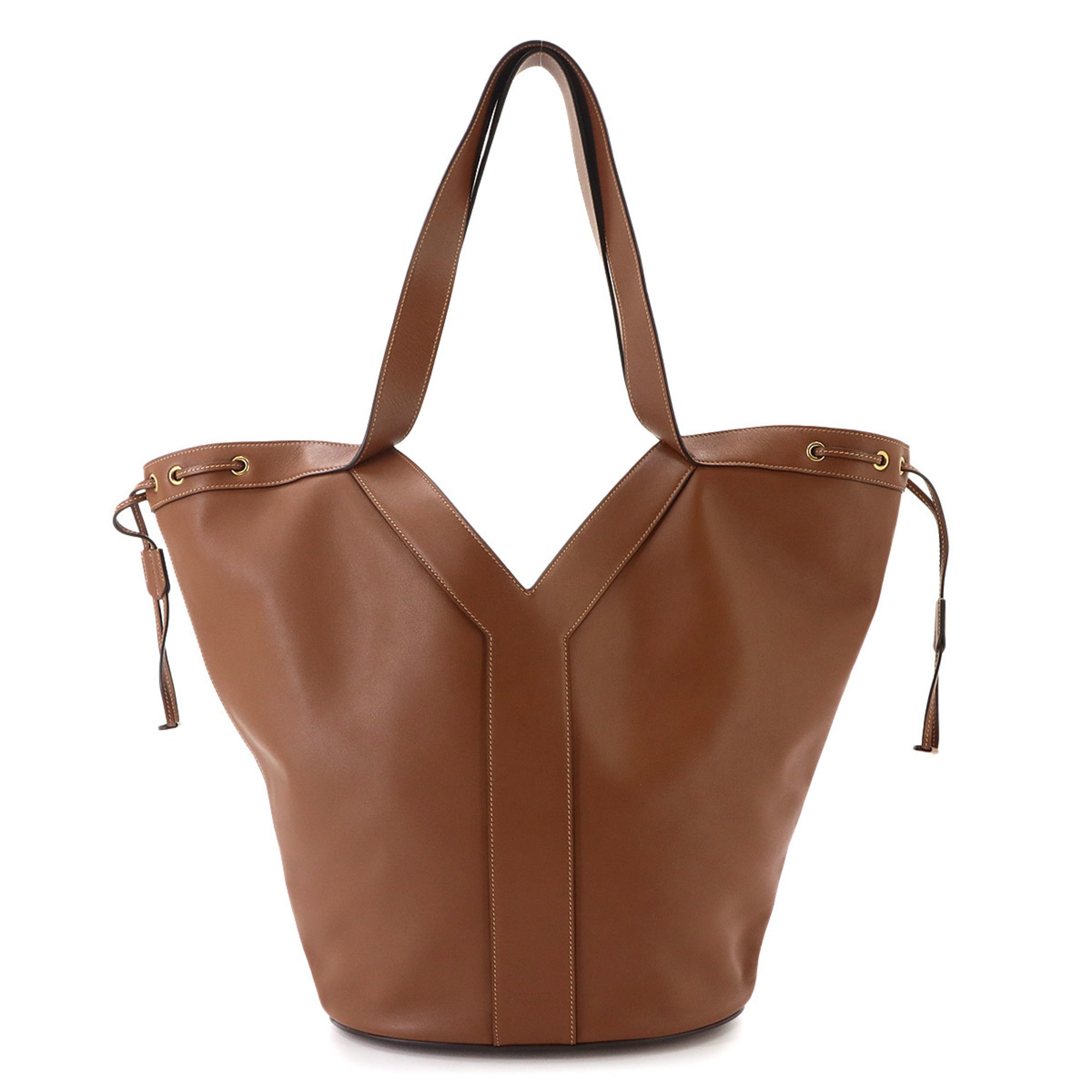 Saint Laurent Brown Leather Handbag Tote Bag (Pre-Owned)