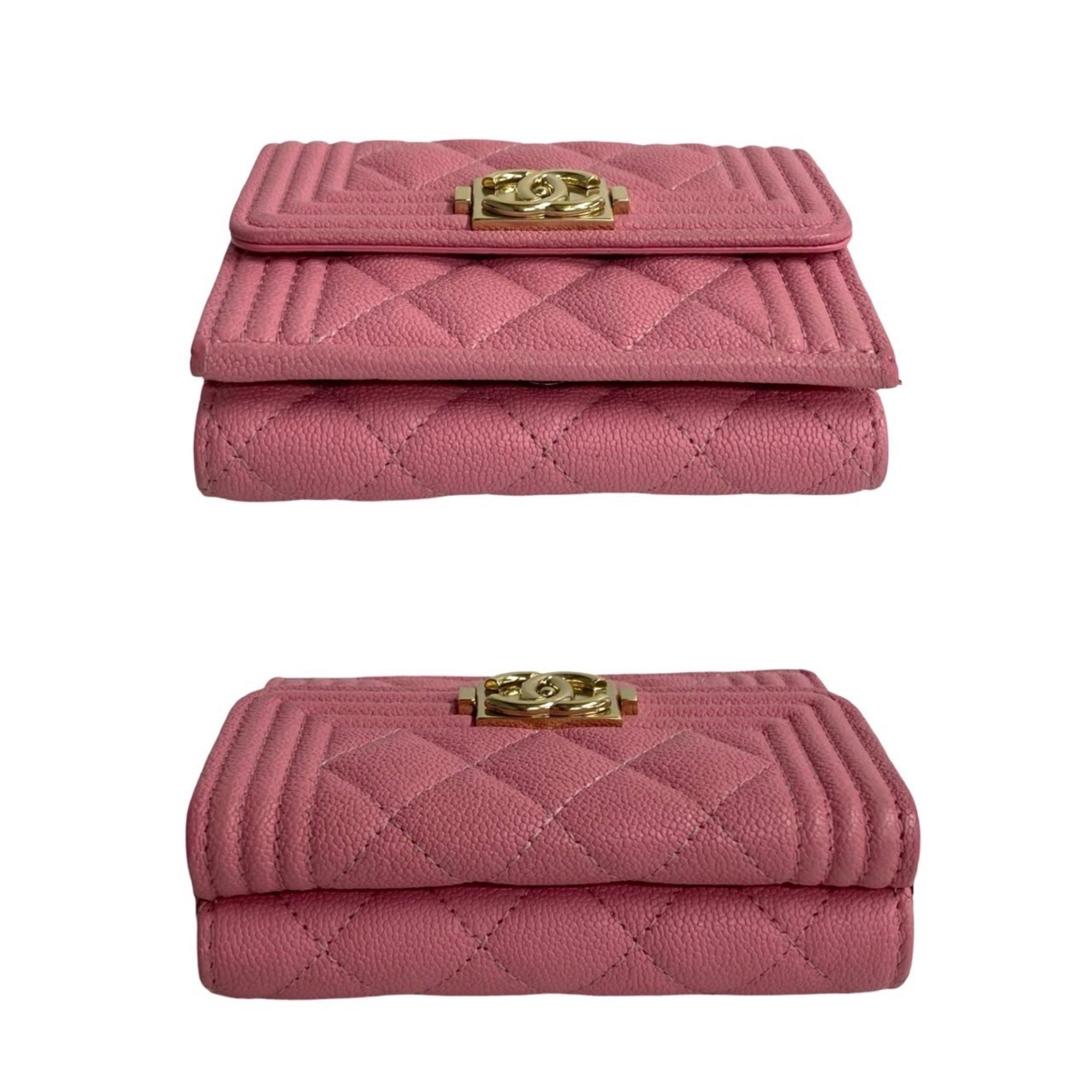 Chanel Pink Grained Calfskin Wallet (Tri-Fold) (Pre-Owned)