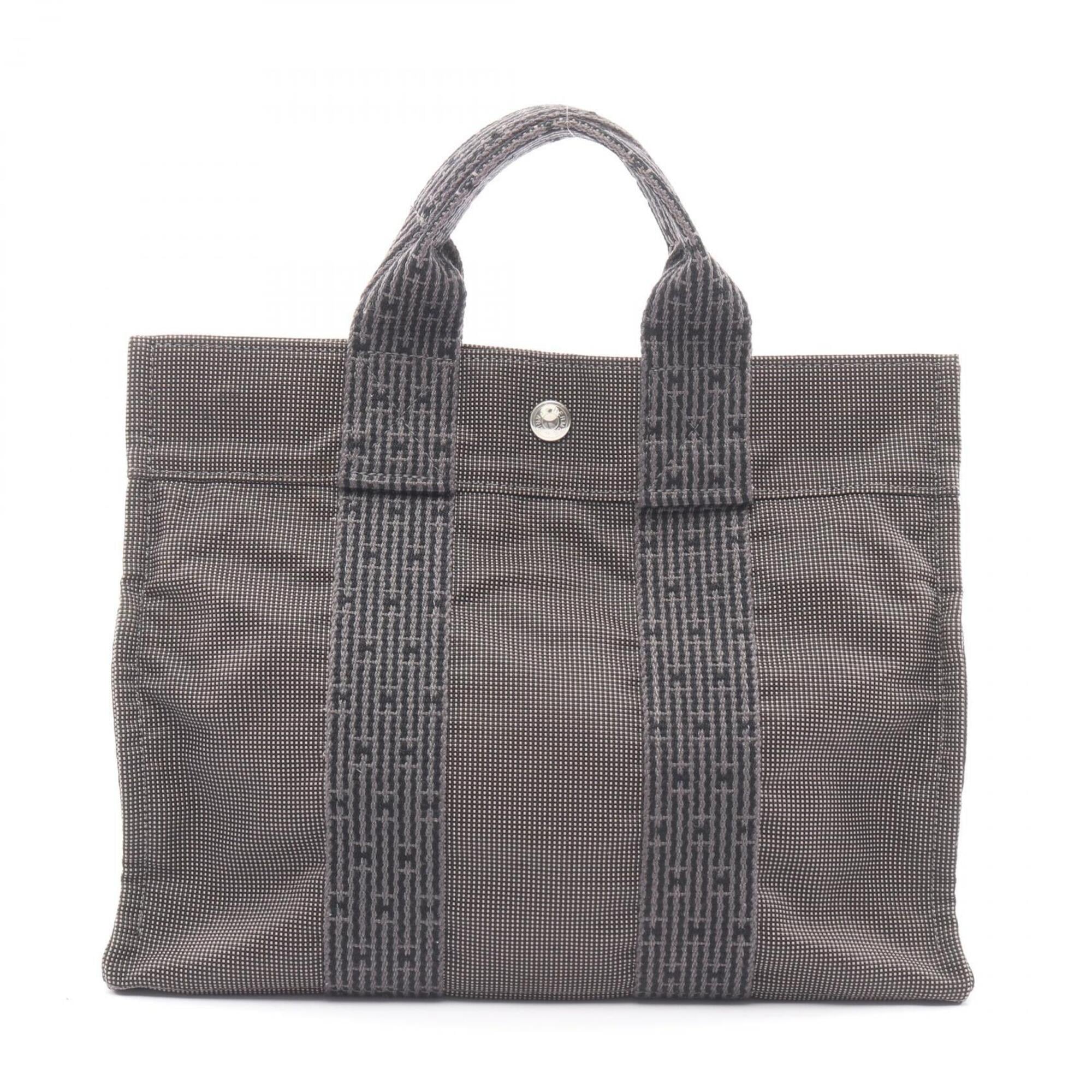 Hermes Gray Nylon Canvas Handbag Tote Bag (Pre-Owned)