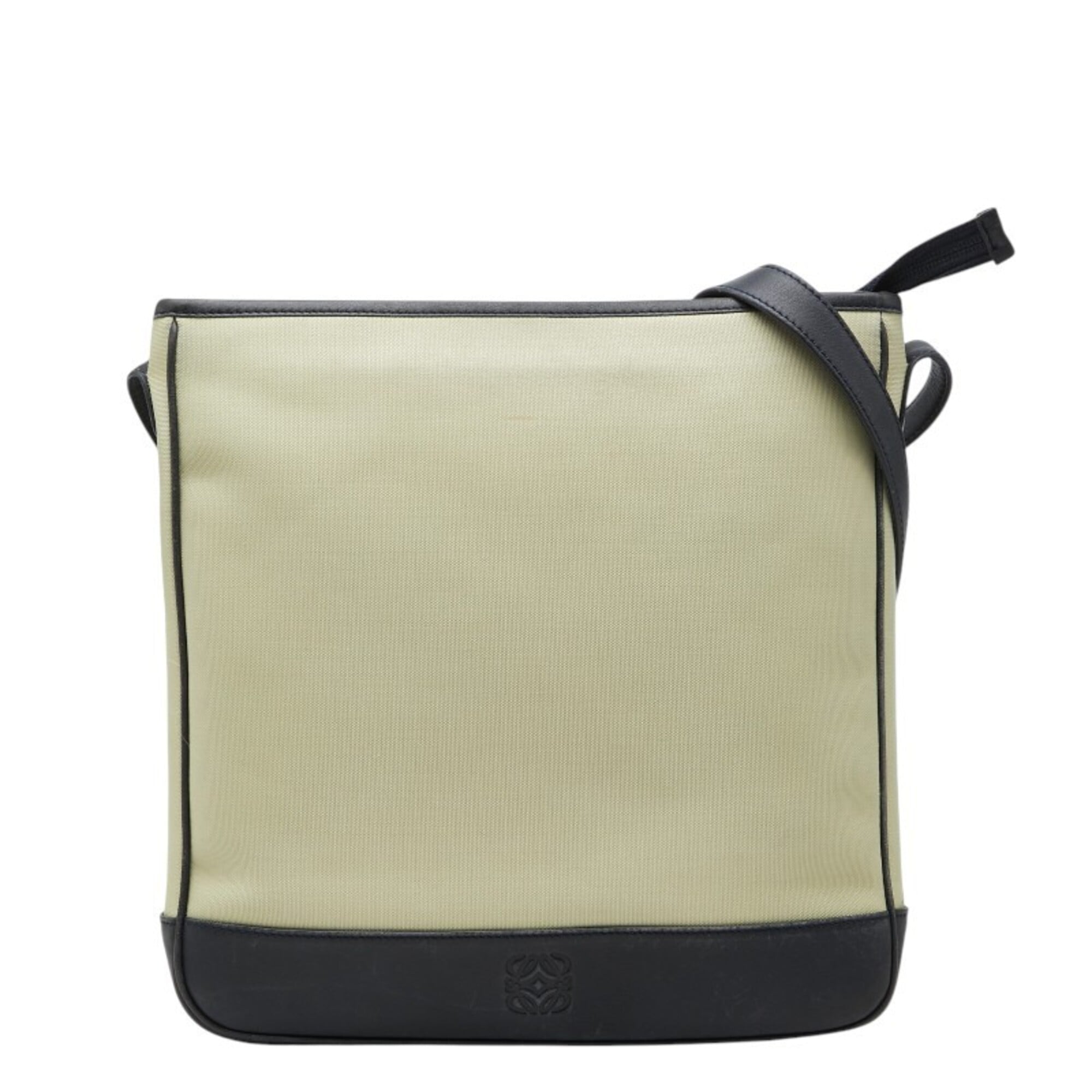 Loewe Beige Black Canvas Leather Shoulder Bag (Pre-Owned)