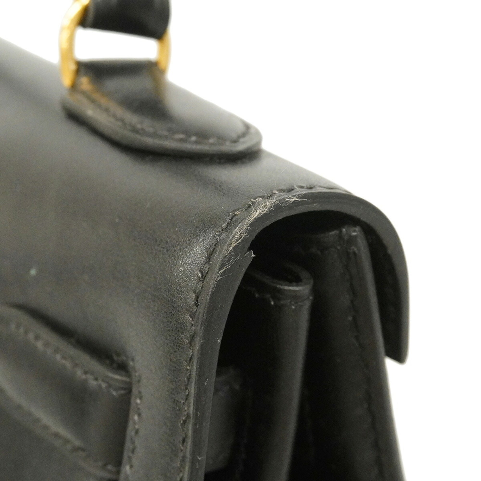 Hermes Black Box Calf Leather Handbag (Pre-Owned)