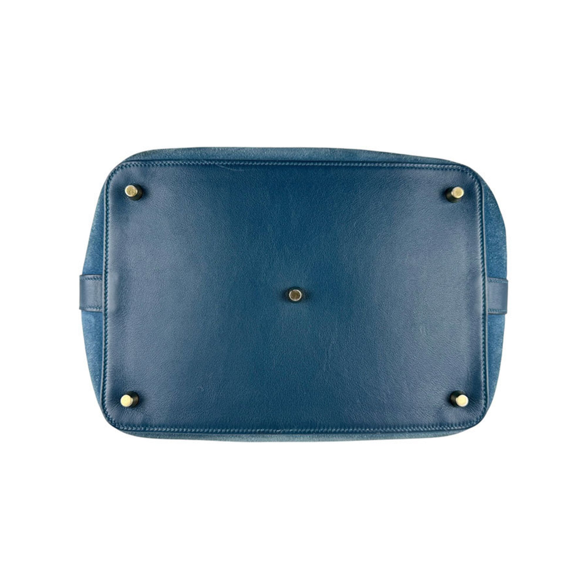 Hermes Blue Swift Leather Handbag Shoulder Bag (Pre-Owned)