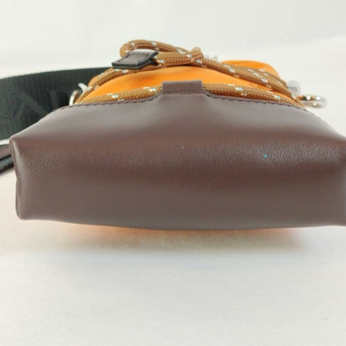 Prada Brown Orange Nylon Leather Shoulder Bag (Pre-Owned)