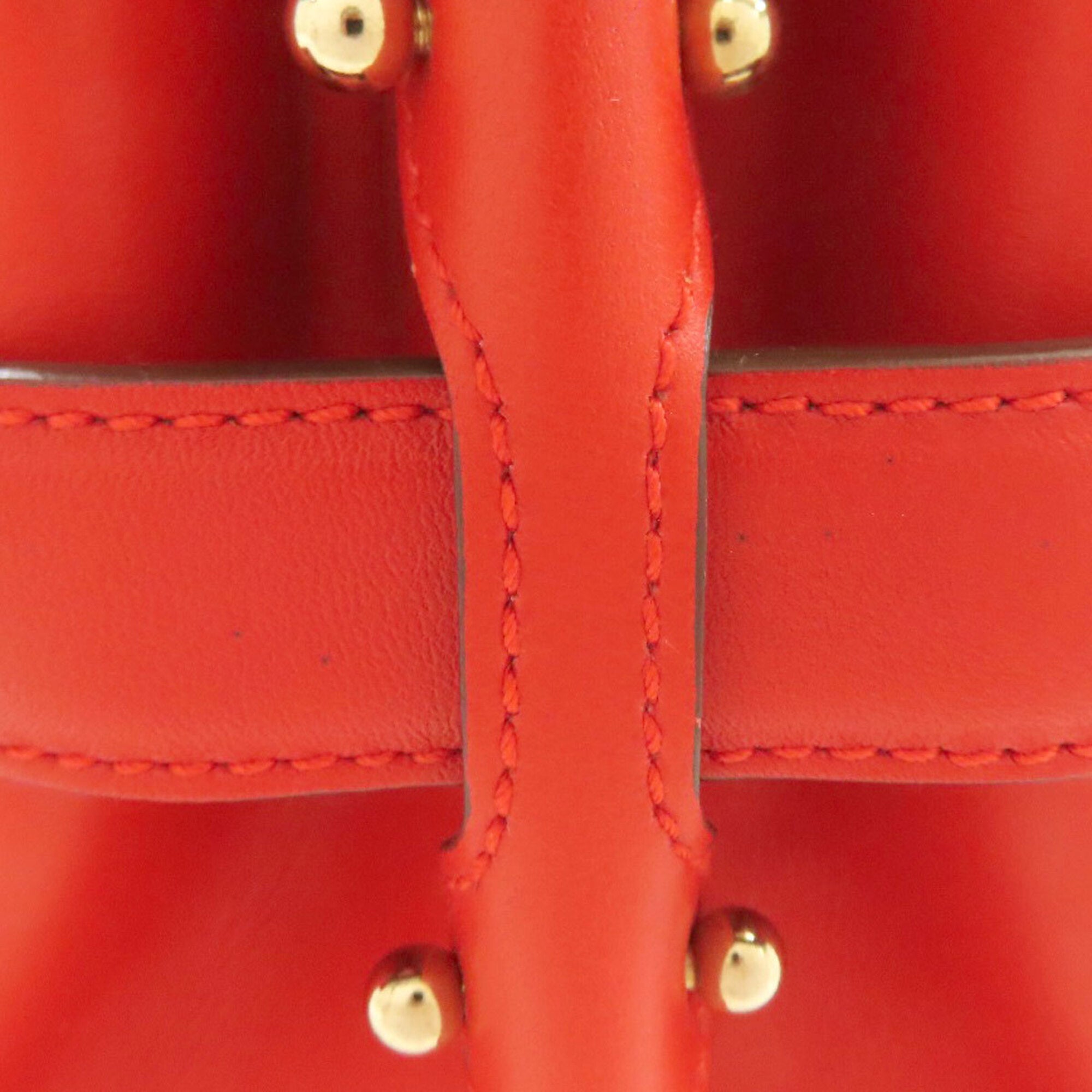 Salvatore Ferragamo Gancini Red Color Leather Tote Bag (Pre-Owned)