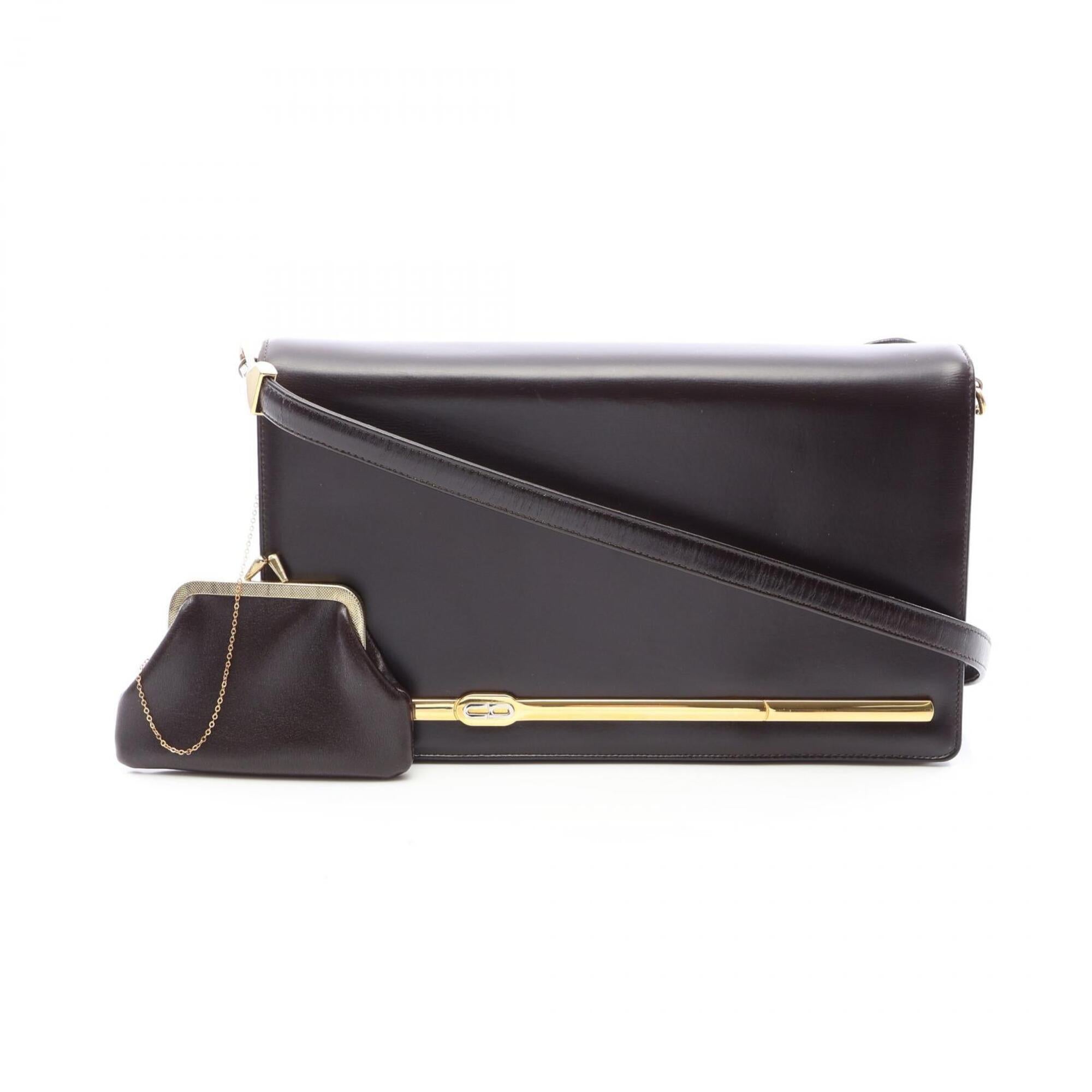 Christian Dior Brown Leather Handbag Pouch Shoulder Bag (Pre-Owned)