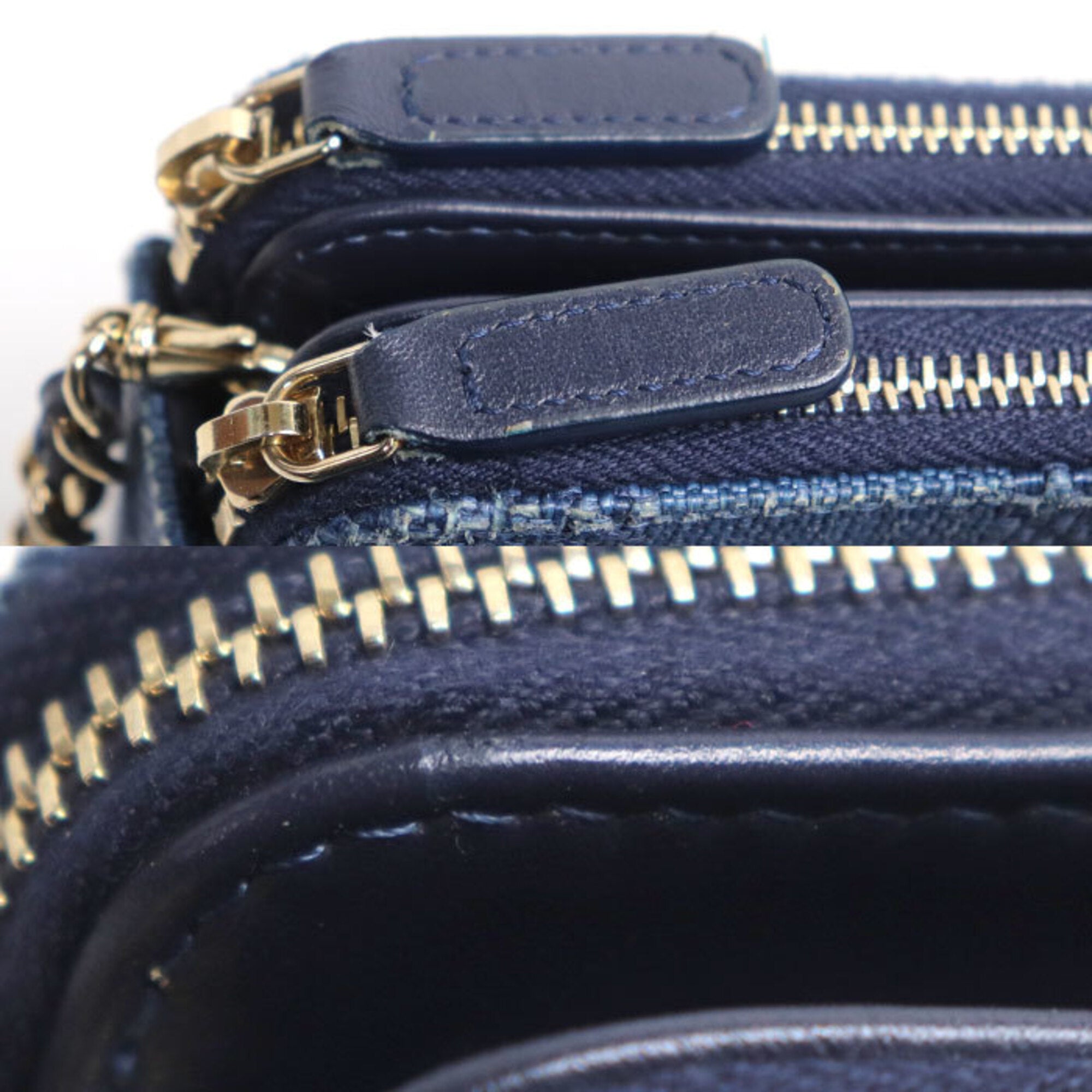 Chanel Navy Canvas Leather Shoulder Bag (Pre-Owned)