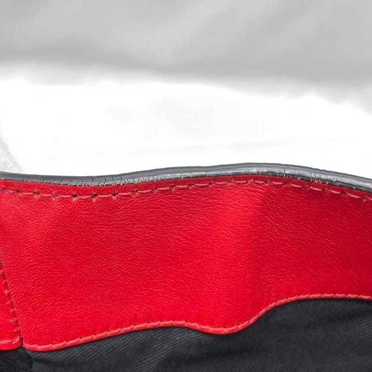 Christian Louboutin Black Red Color Leather Shoulder Bag Tote Bag (Pre-Owned)