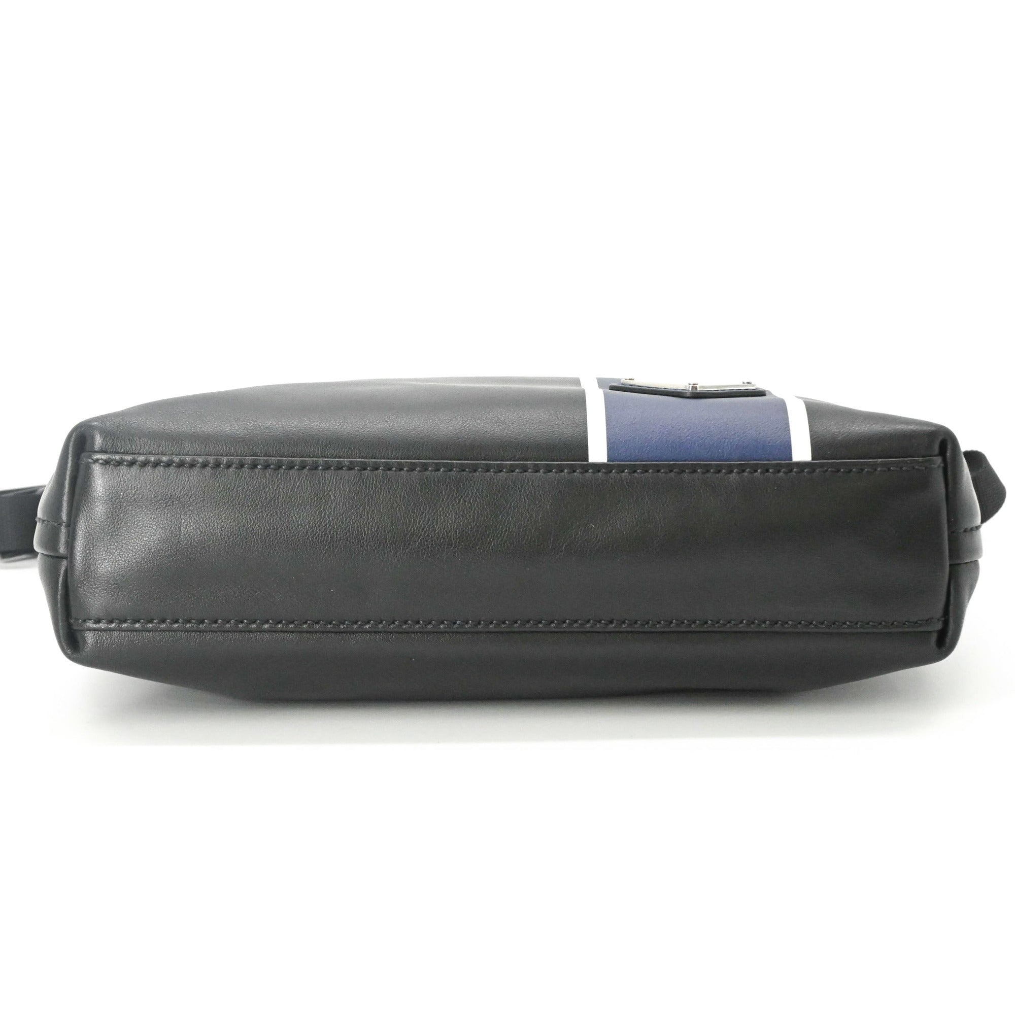Prada Black Blue Leather Shoulder Bag (Pre-Owned)