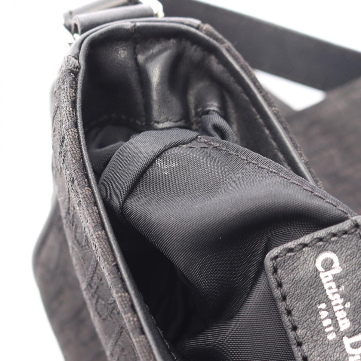 Christian Dior Black Canvas Leather Handbag Shoulder Bag (Pre-Owned)