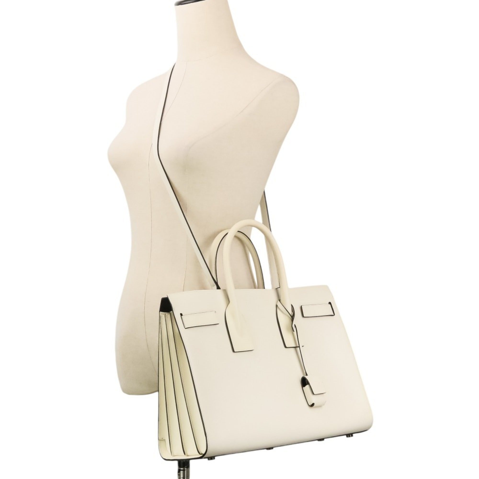 Yves Saint Laurent Ivory Leather Tote Bag (Pre-Owned)