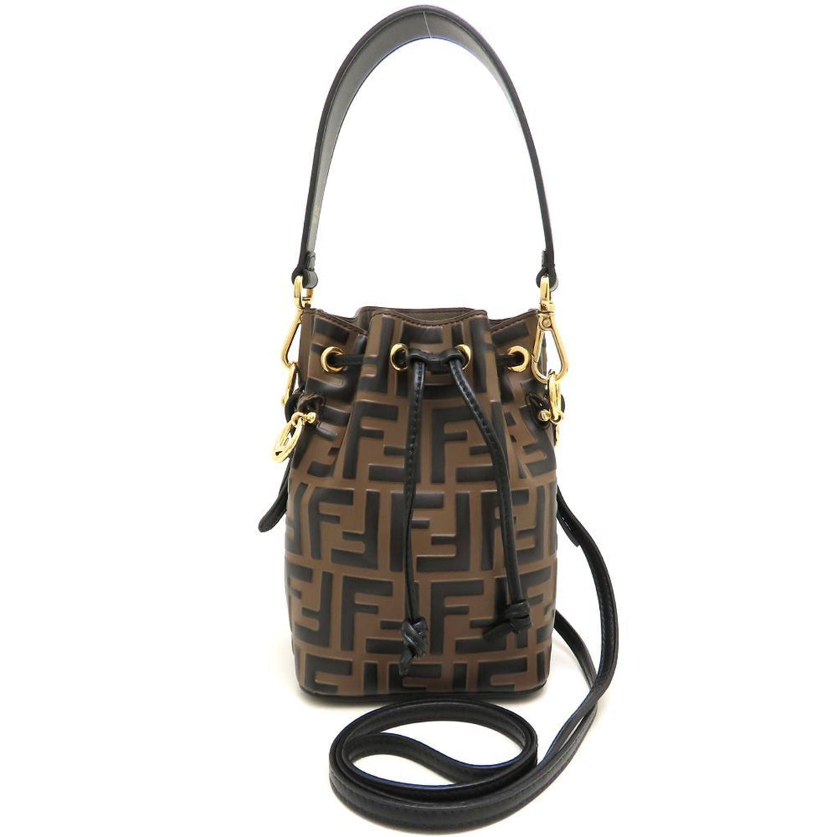 Fendi Black Brown Leather Shoulder Bag (Pre-Owned)