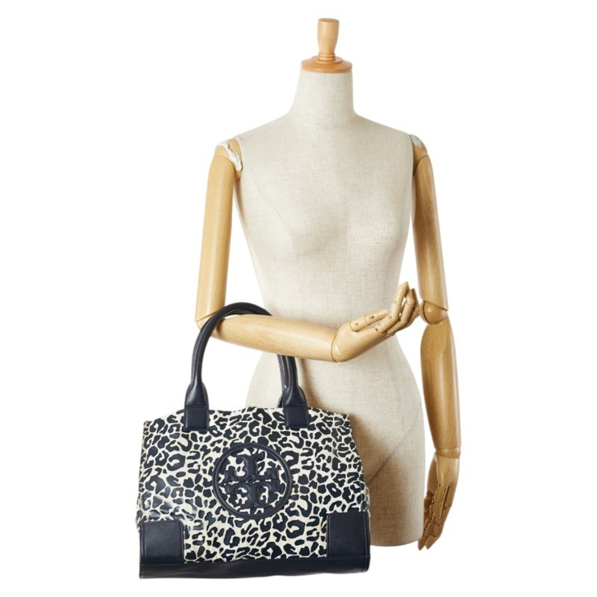 Tory Burch Navy White Pvc Leather Tote Bag (Pre-Owned)