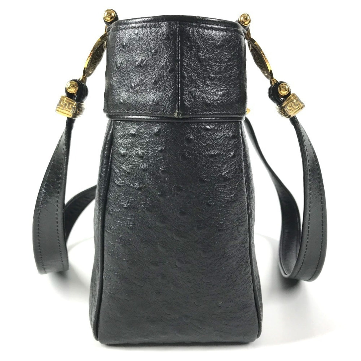Versace Black Leather Shoulder Bag Tote Bag (Pre-Owned)