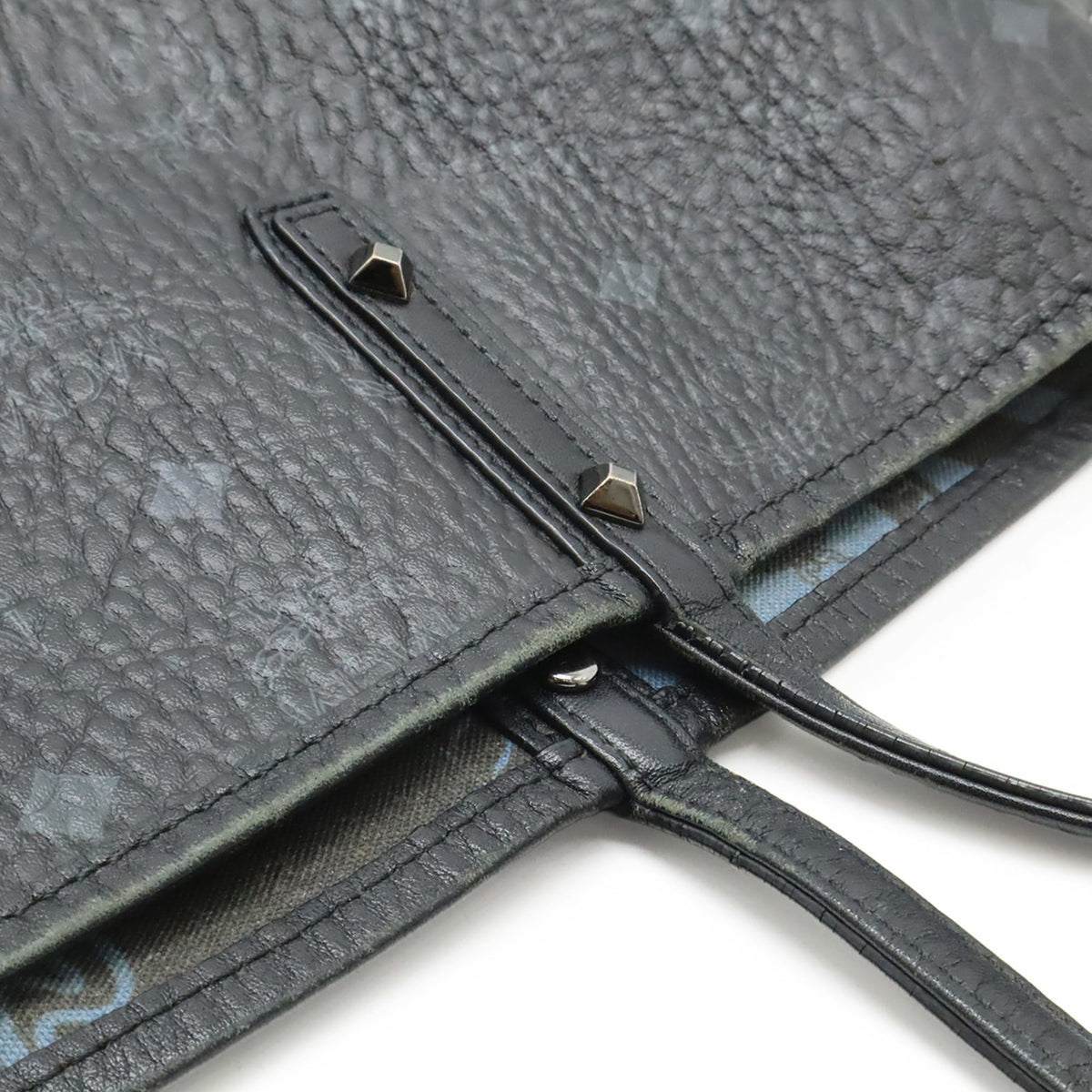 Mcm Black Blue Canvas Pouch Shoulder Bag Tote Bag (Pre-Owned)