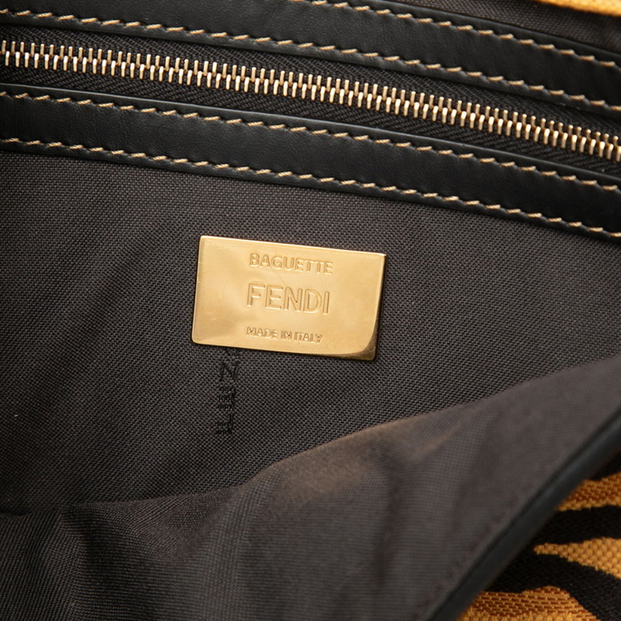 Fendi Black Yellow Canvas Leather Handbag Shoulder Bag (Pre-Owned)