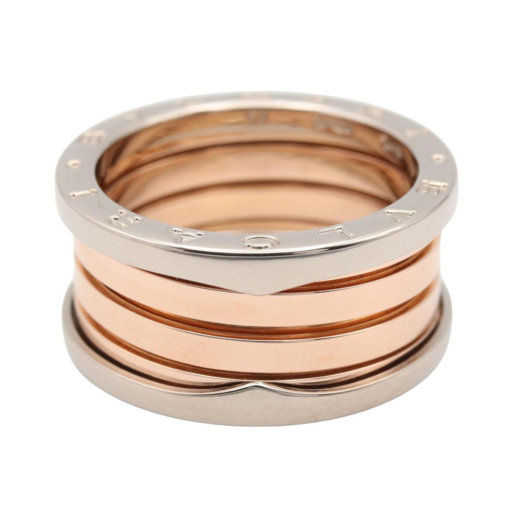 Bvlgari Gold Silver Pink Gold (18K) White Gold (18K) Band Ring (Pre-Owned)