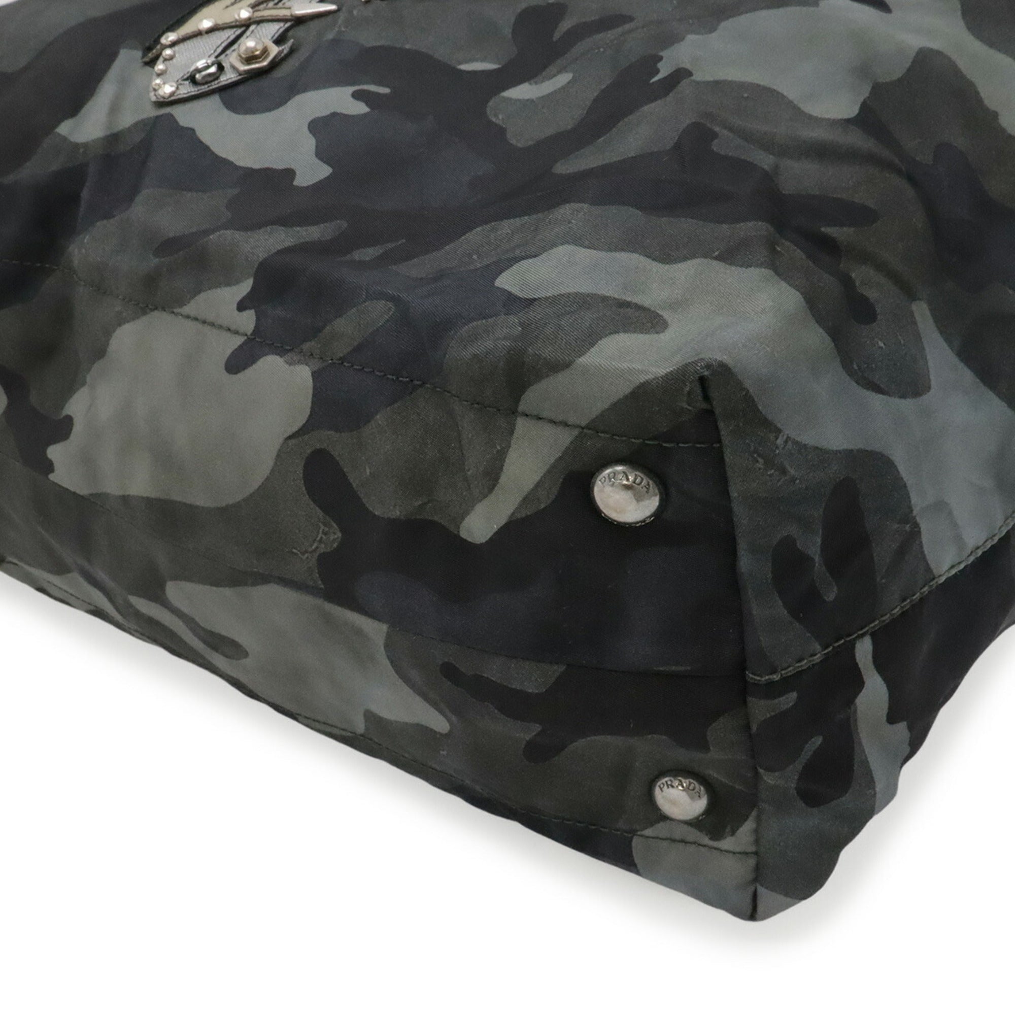 Prada Black Camouflage Green Multi-Color Nylon Shoulder Bag Tote Bag (Pre-Owned)