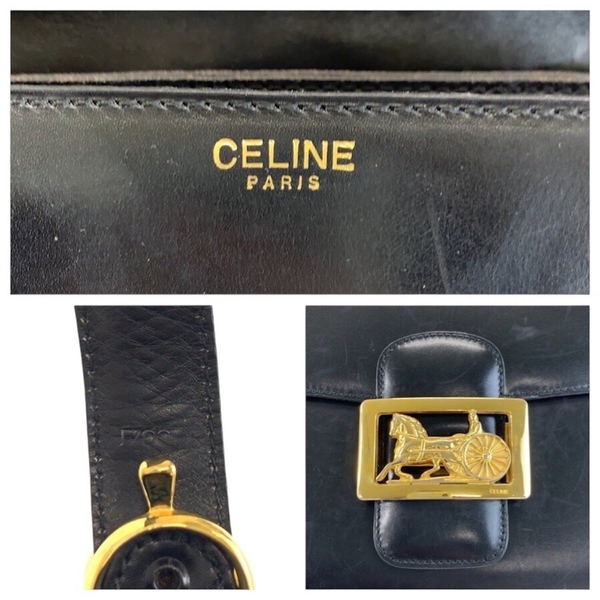 Celine Black Leather Pochette Shoulder Bag (Pre-Owned)