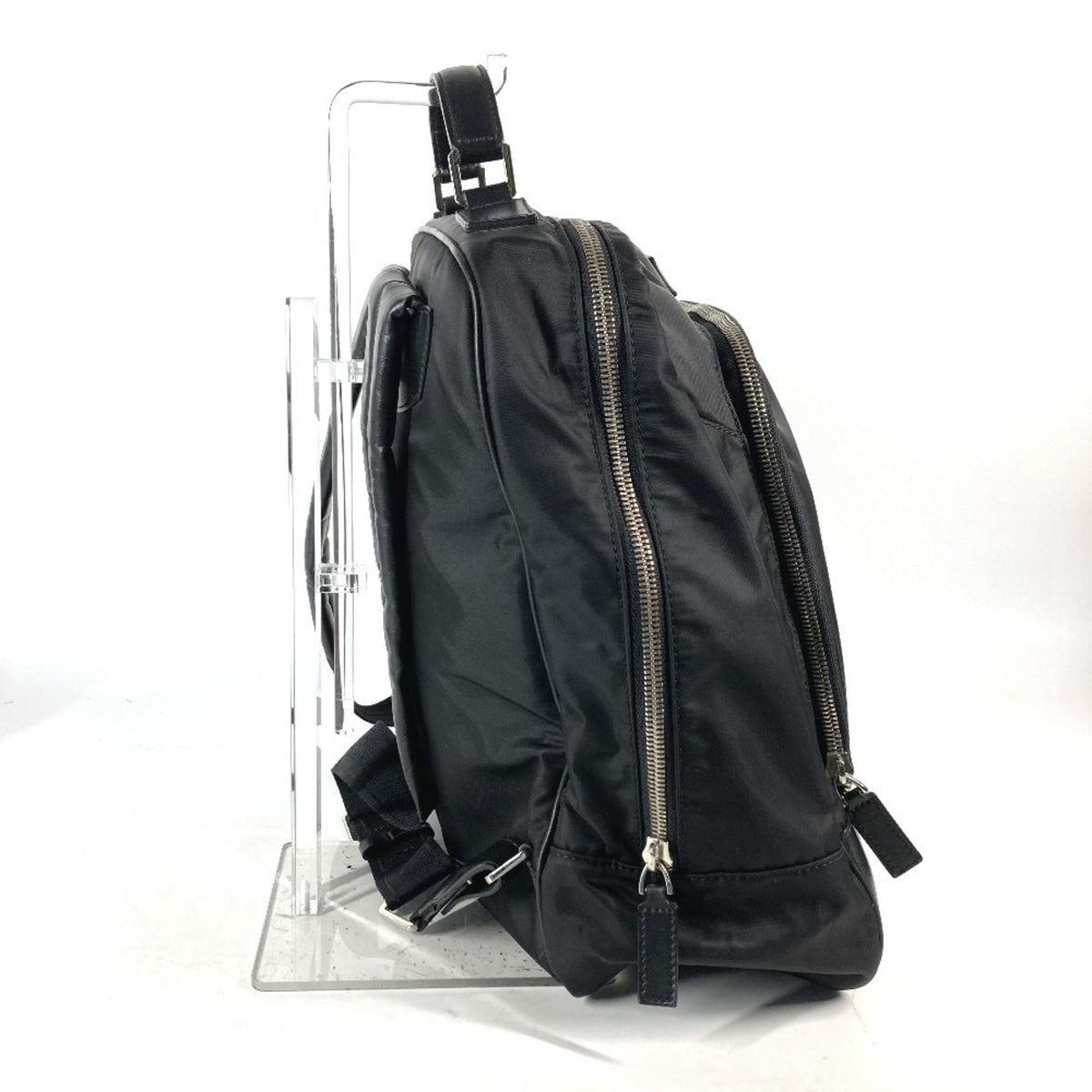 Versace Black Nylon Leather Backpack Handbag (Pre-Owned)