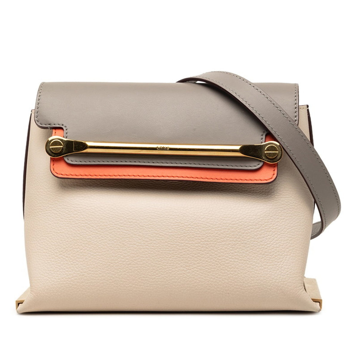 Chloé Gray Ivory Leather Shoulder Bag (Pre-Owned)