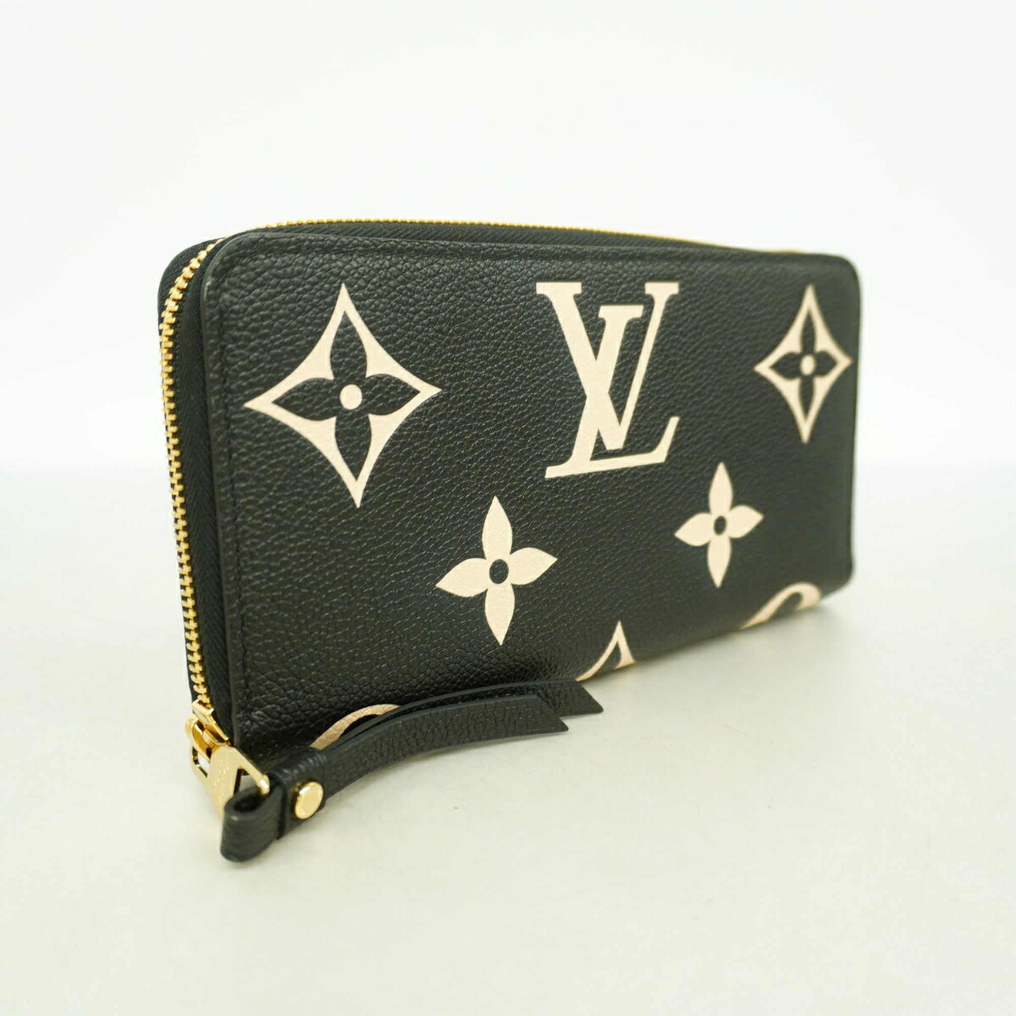 Louis Vuitton Beige Black Long Wallet (Bi-Fold) (Pre-Owned)