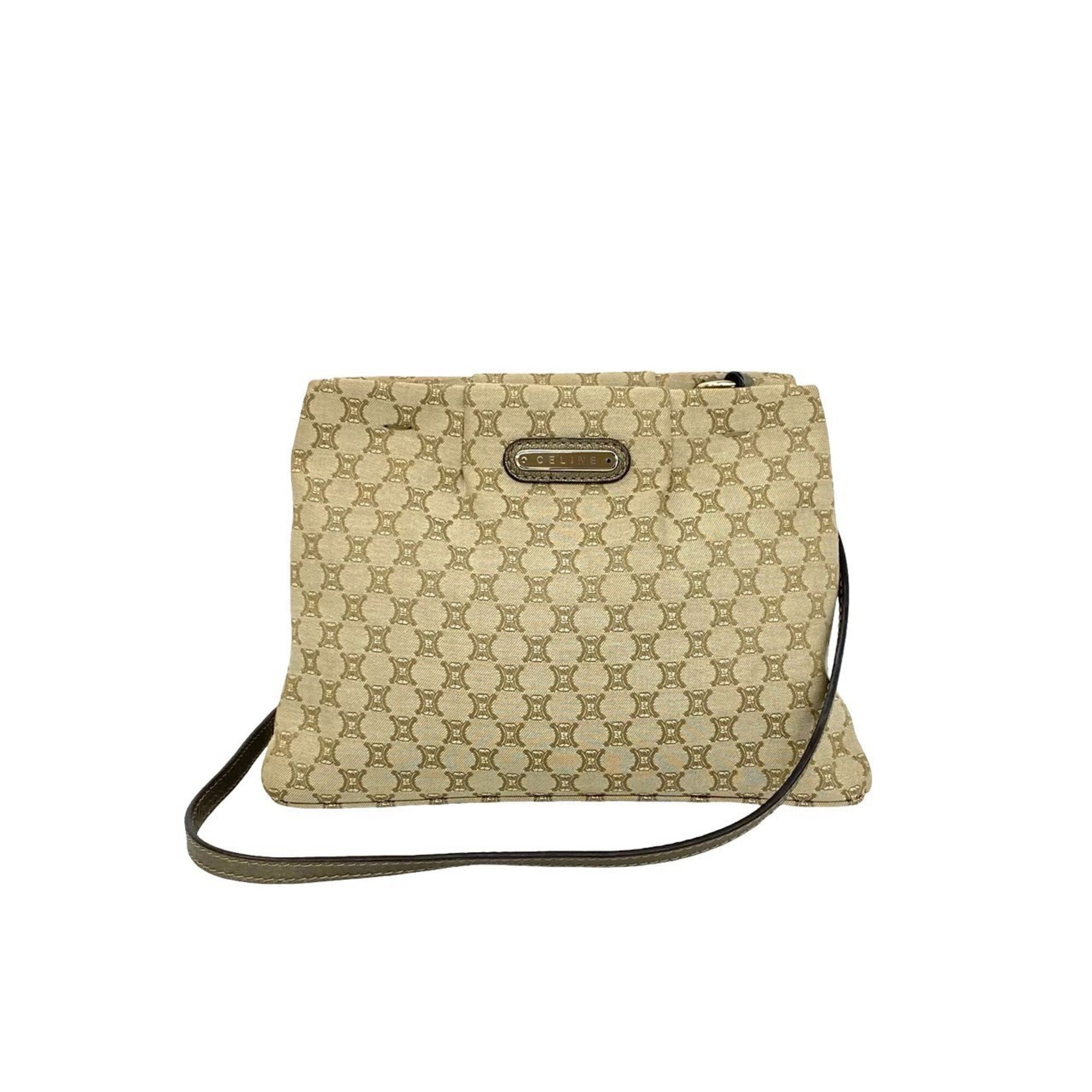 Celine Beige Canvas Leather Pochette Shoulder Bag (Pre-Owned)