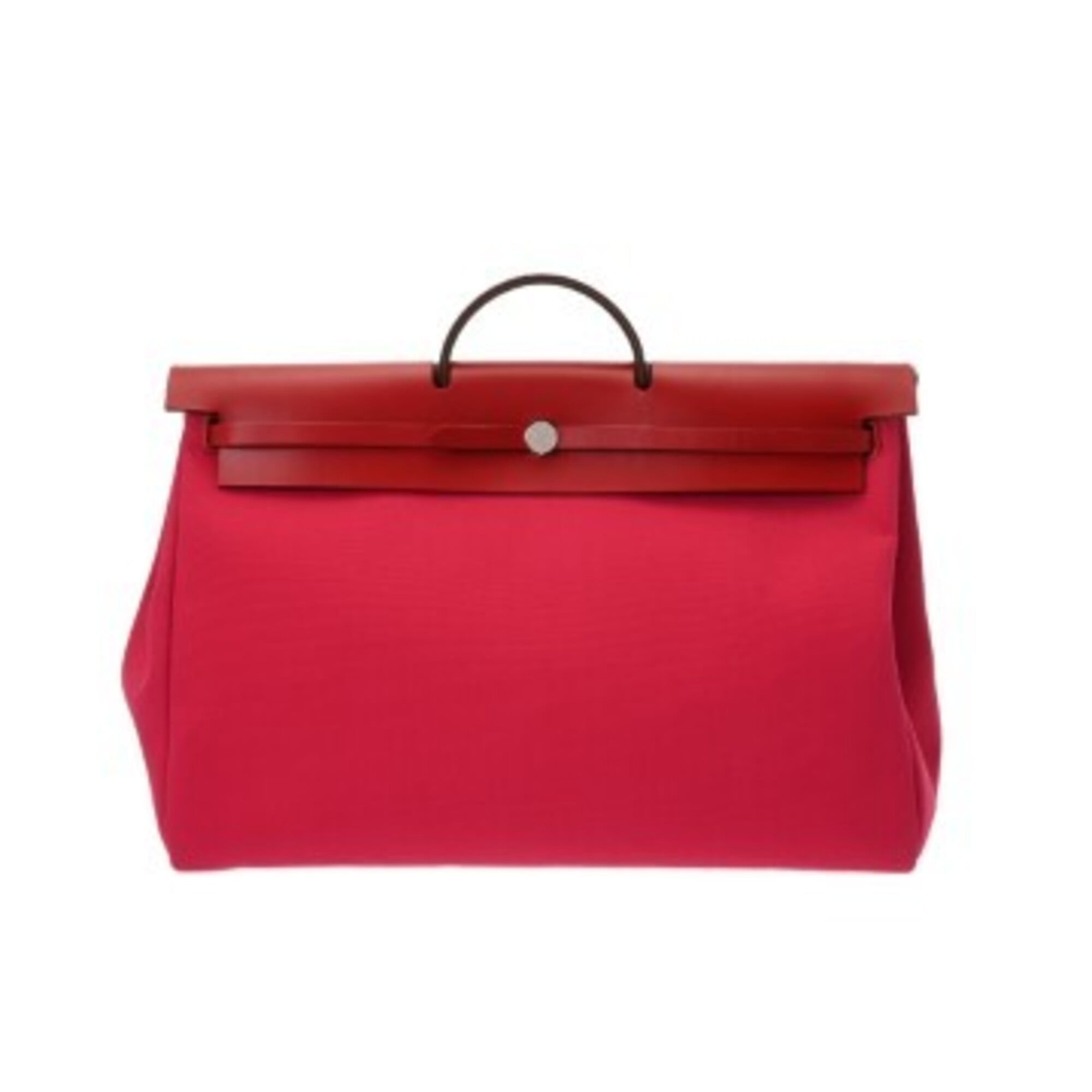 Hermes Her Bag Silver Toile Officier Vache Leather Handbag (Pre-Owned)