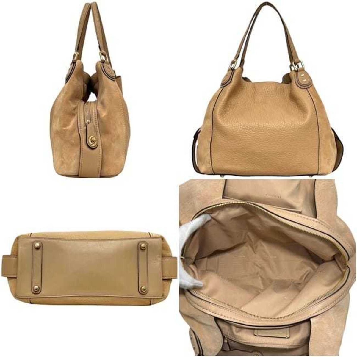 Coach Beige Leather Tote Bag (Pre-Owned)
