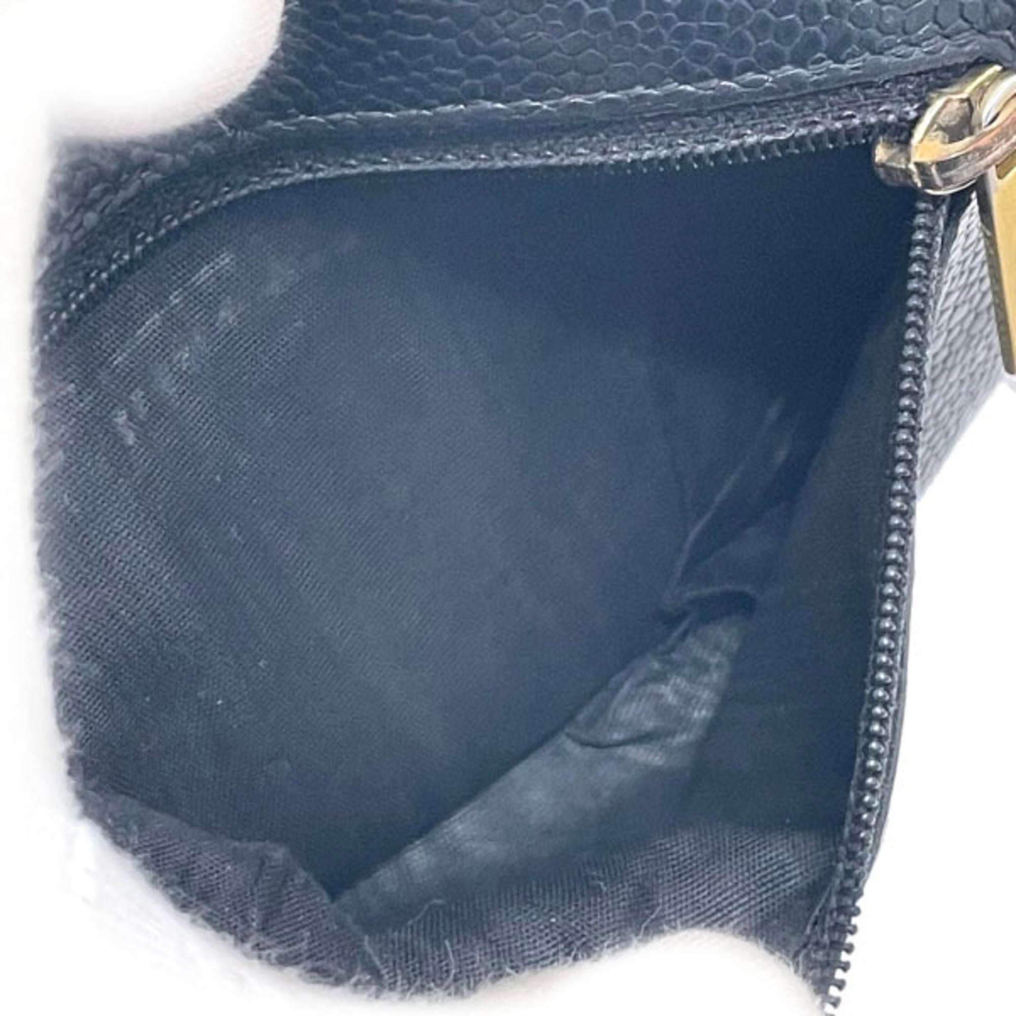 Chanel Black Grained Calfskin Wallet (Tri-Fold) (Pre-Owned)