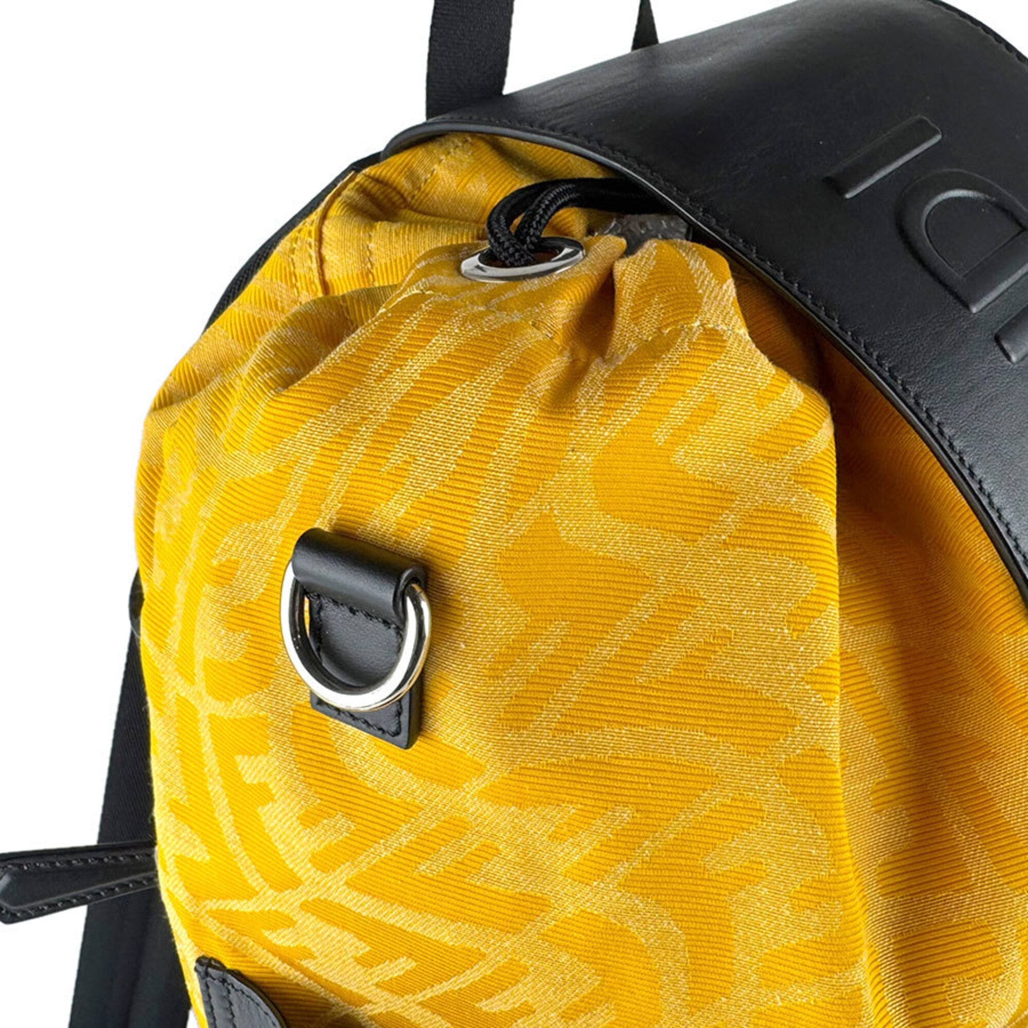 Fendi Black Yellow Nylon Leather Backpack (Pre-Owned)