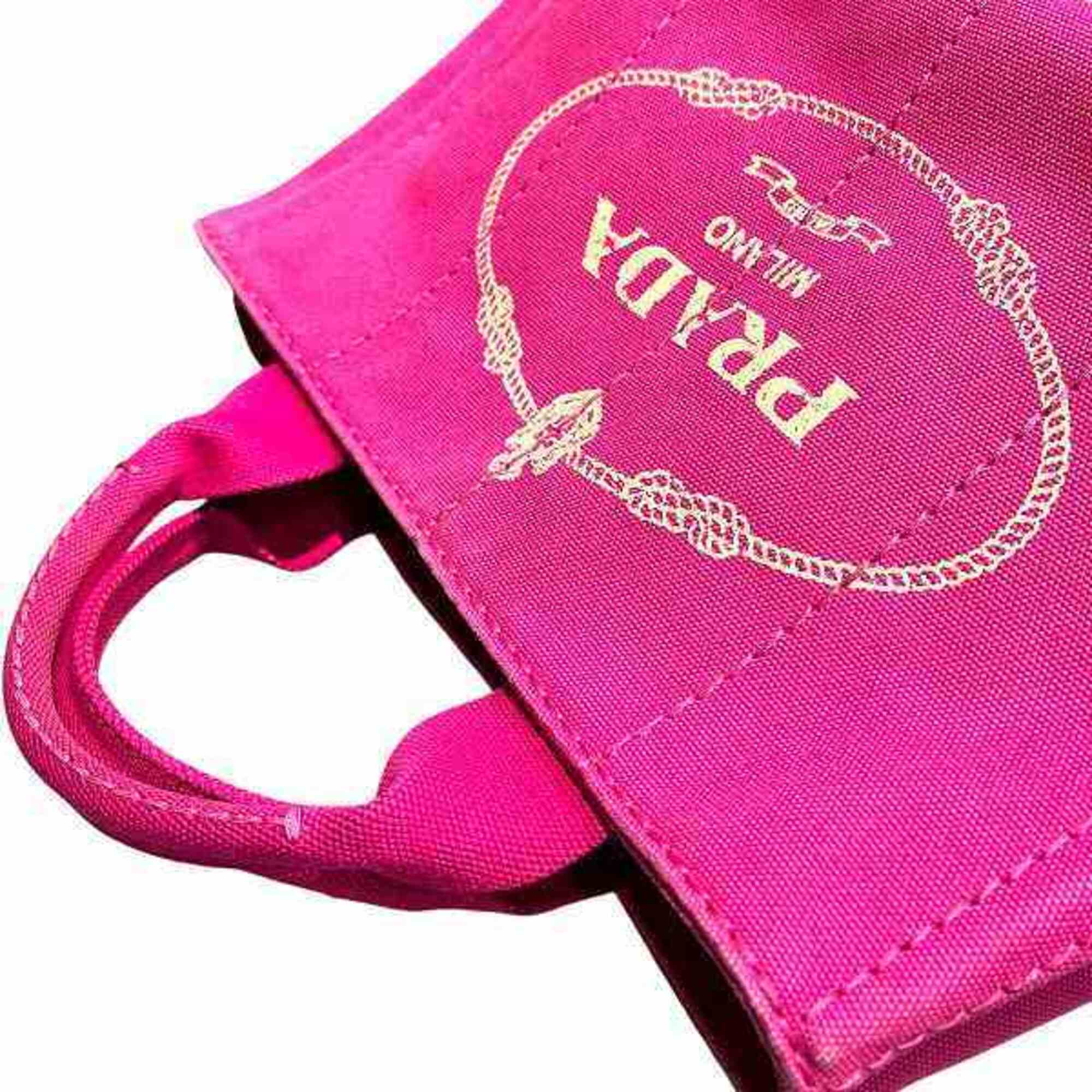 Prada Canapa Pink Canvas Handbag Tote Bag (Pre-Owned)