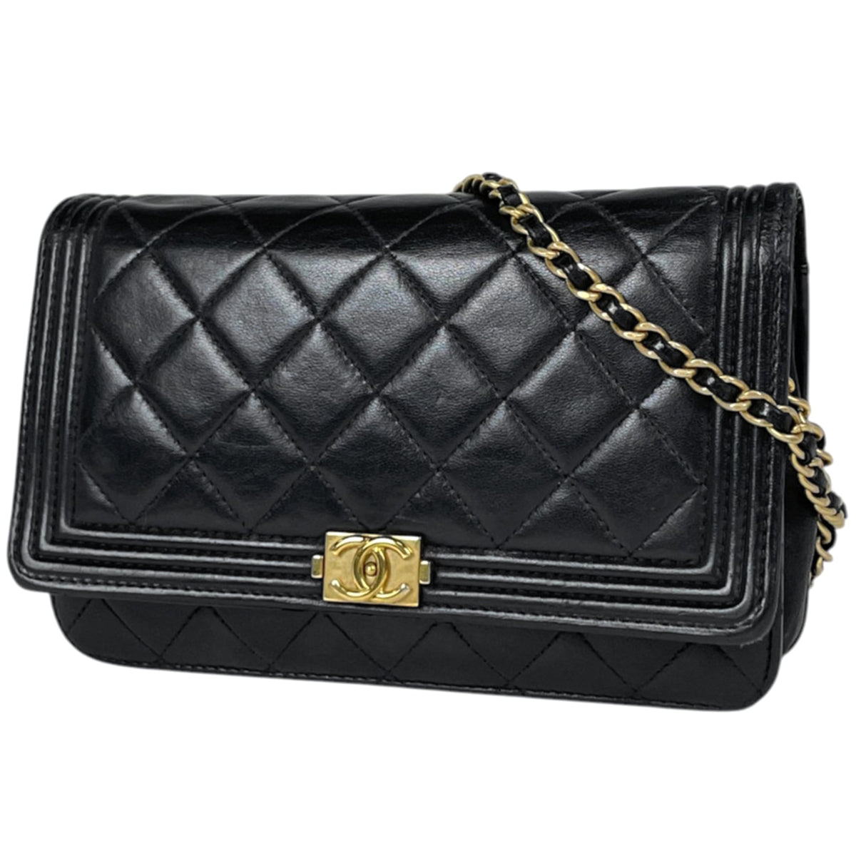 Chanel Matelasse Black Leather Shoulder Bag (Pre-Owned)