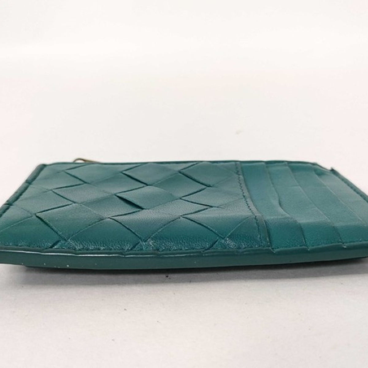 Bottega Veneta Intrecciato Green Leather Coin Purse/Coin Case (Pre-Owned)
