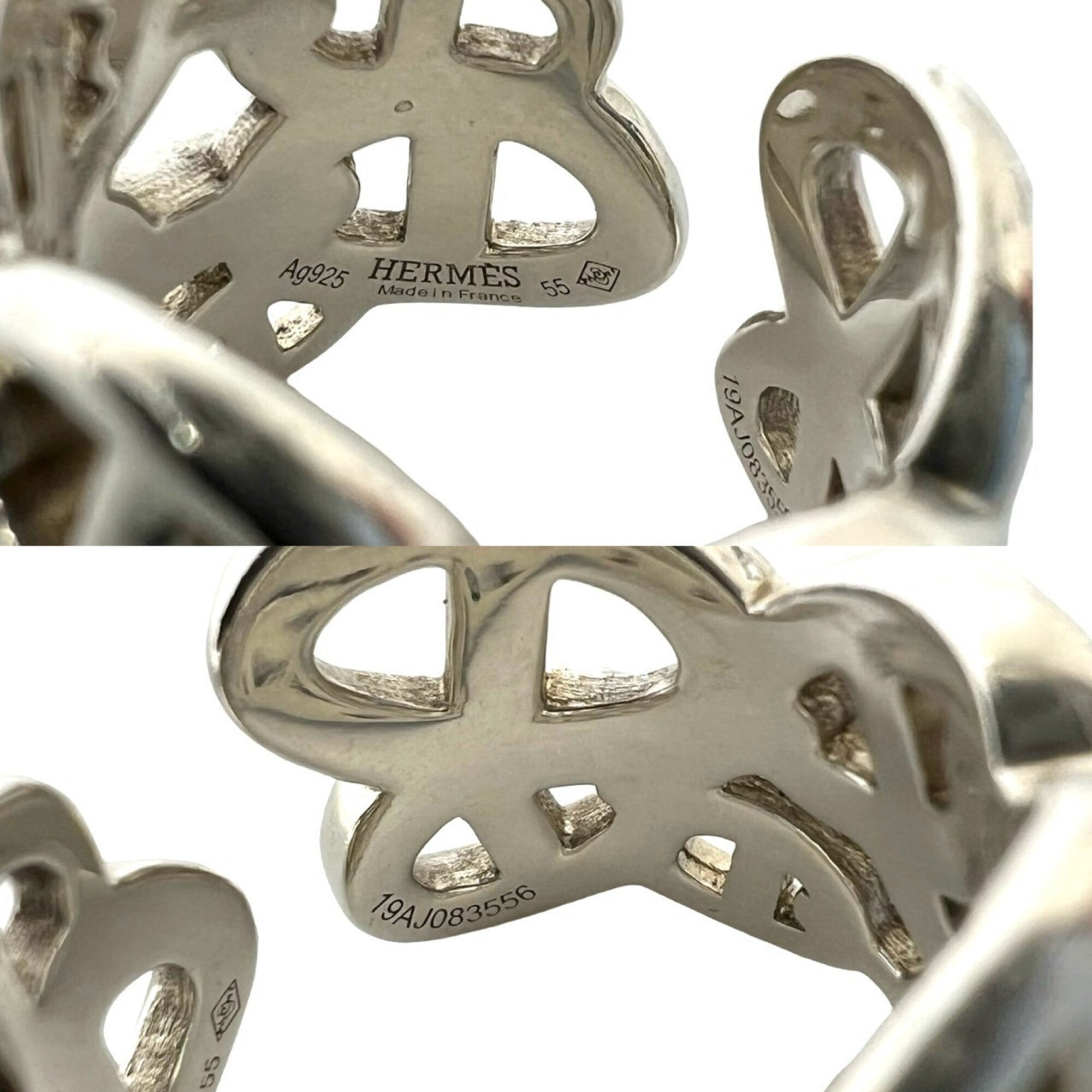 Hermes Silver Silver 925 Band Ring (Pre-Owned)