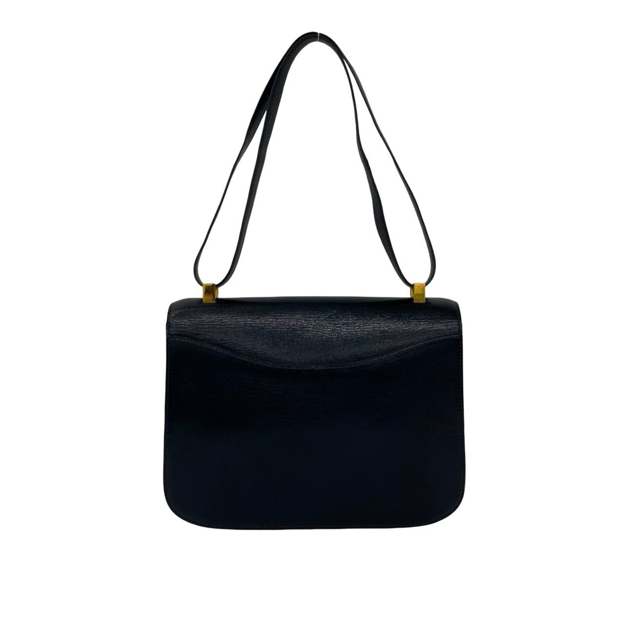 Hermes Navy Leather Handbag Shoulder Bag (Pre-Owned)