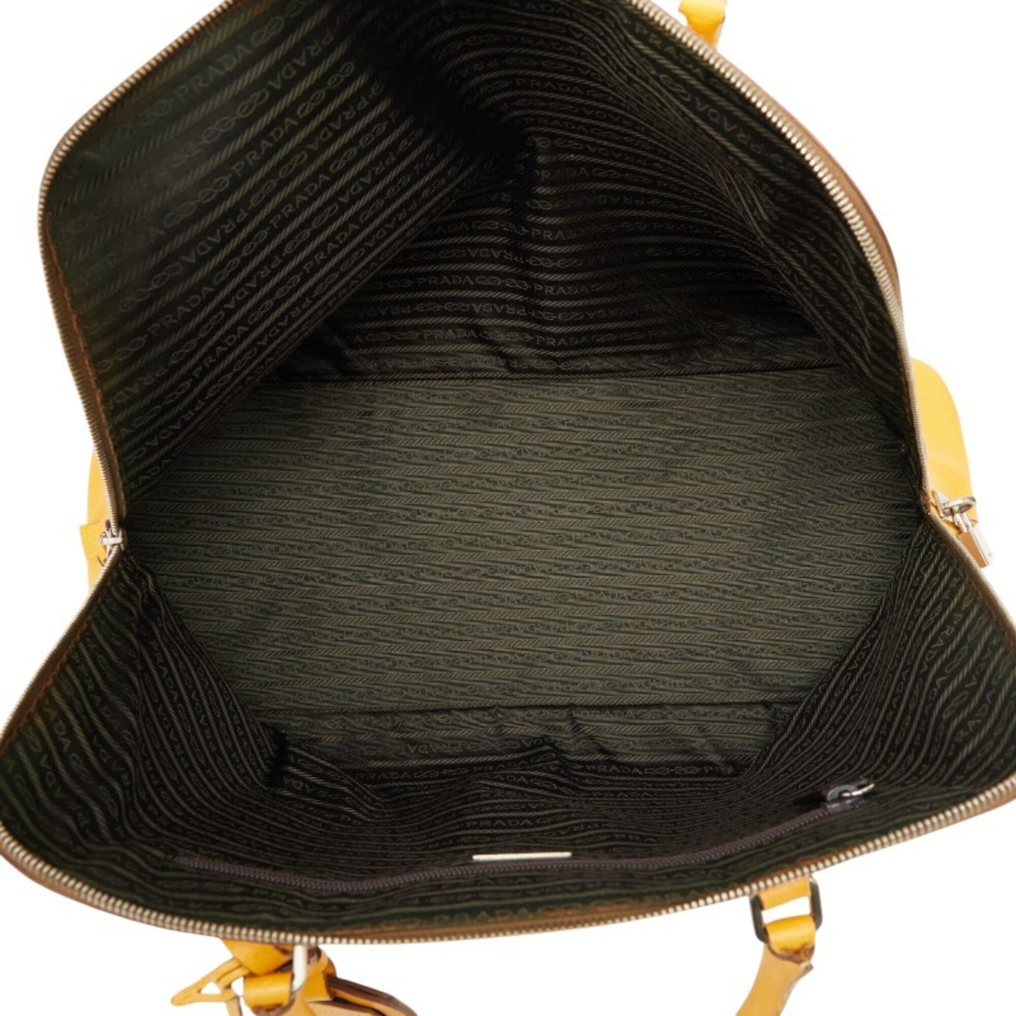 Prada Yellow Leather Boston Bag Handbag (Pre-Owned)