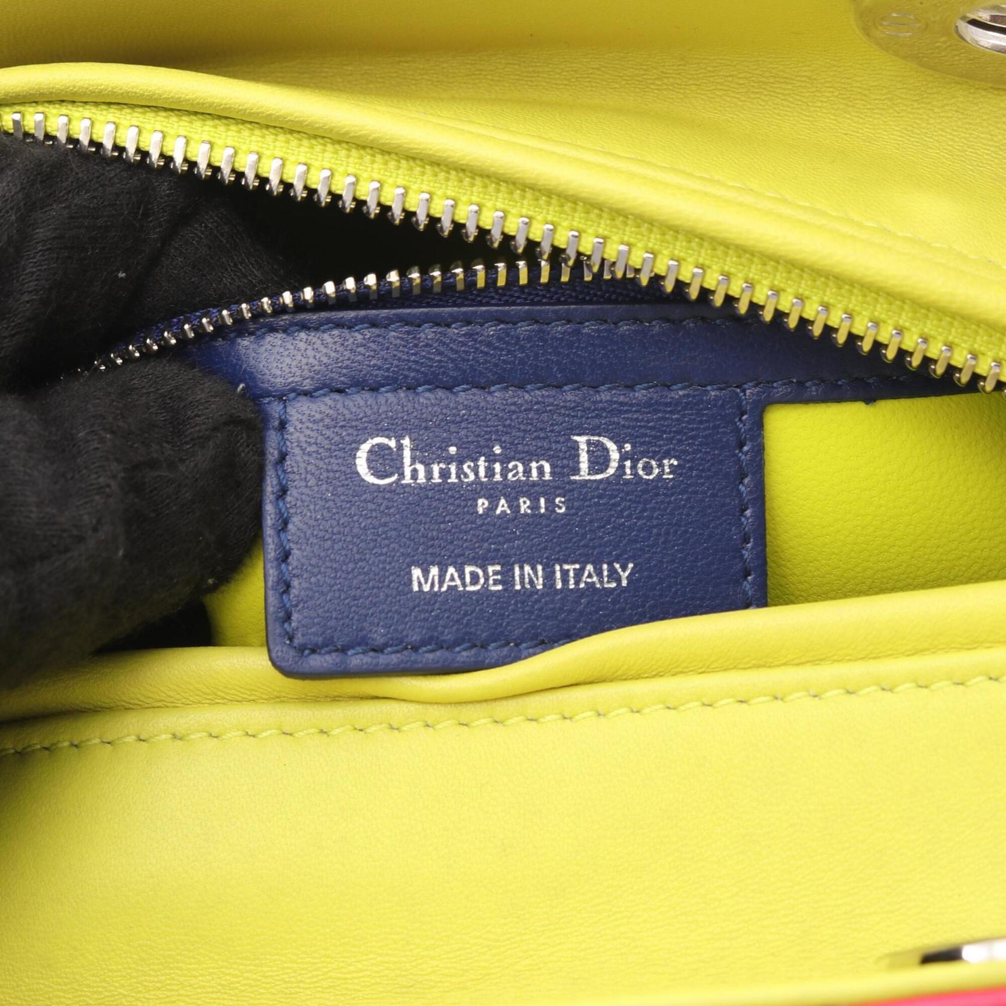 Christian Dior Blue Pink Yellow Leather Handbag (Pre-Owned)