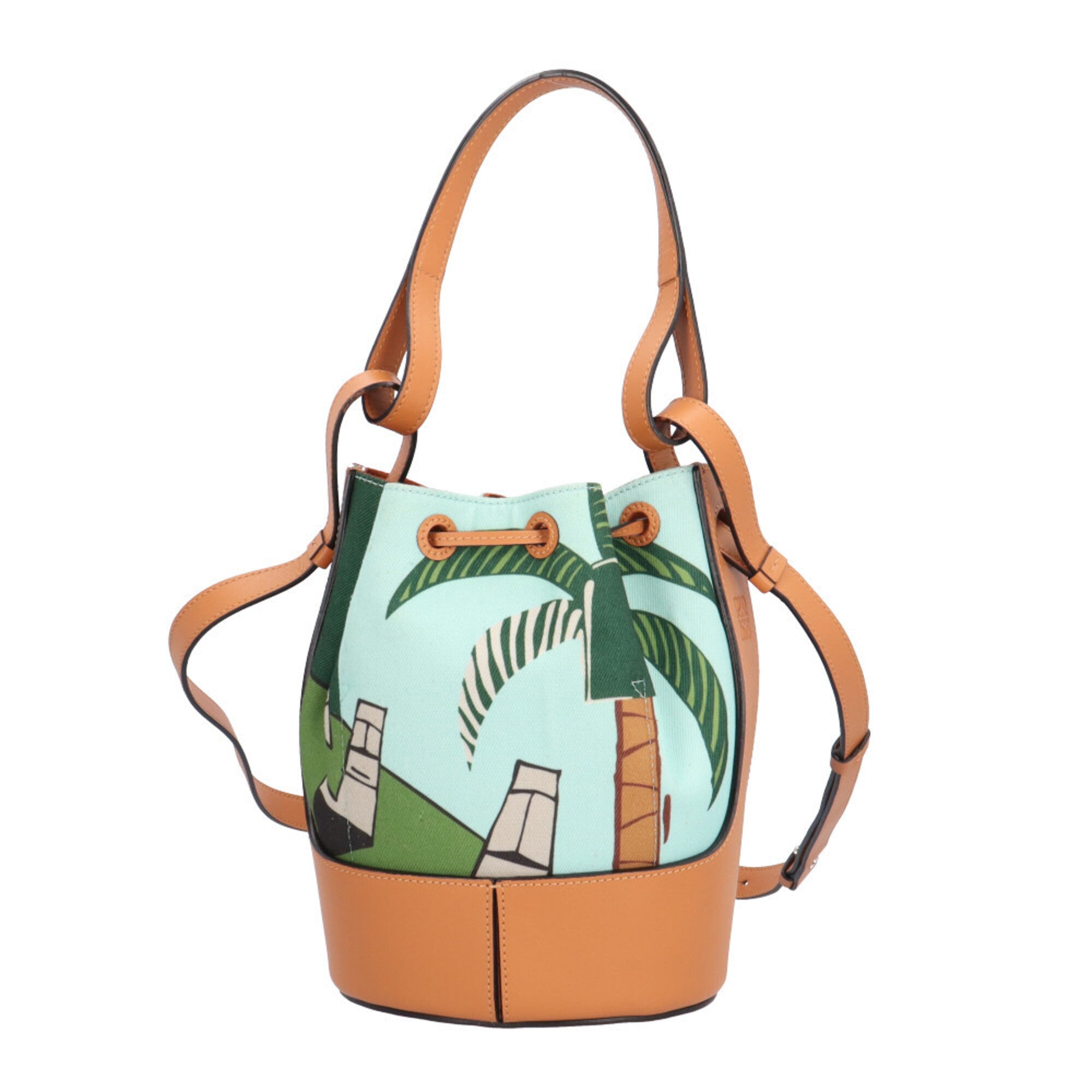Loewe Blue Brown Canvas Leather Shoulder Bag (Pre-Owned)