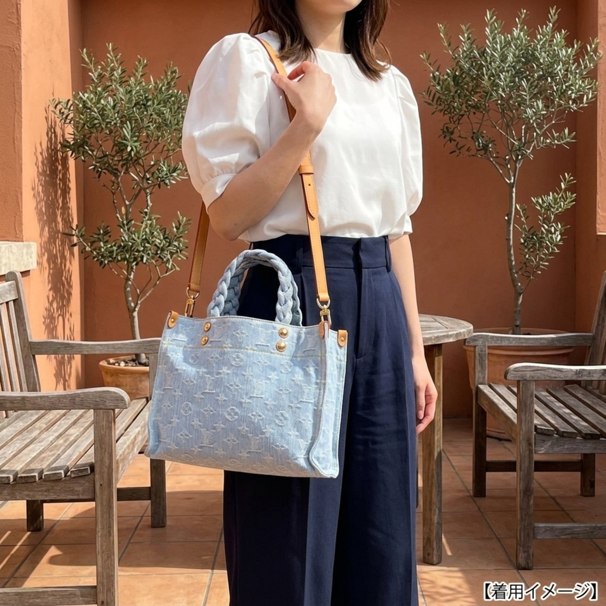 Louis Vuitton Monogram Denim Blue Monogram Denim Shoulder Bag (Pre-Owned)