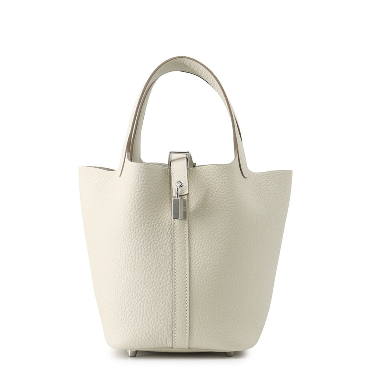 Hermes Ivory Taurillon Clemence Leather Handbag Tote Bag