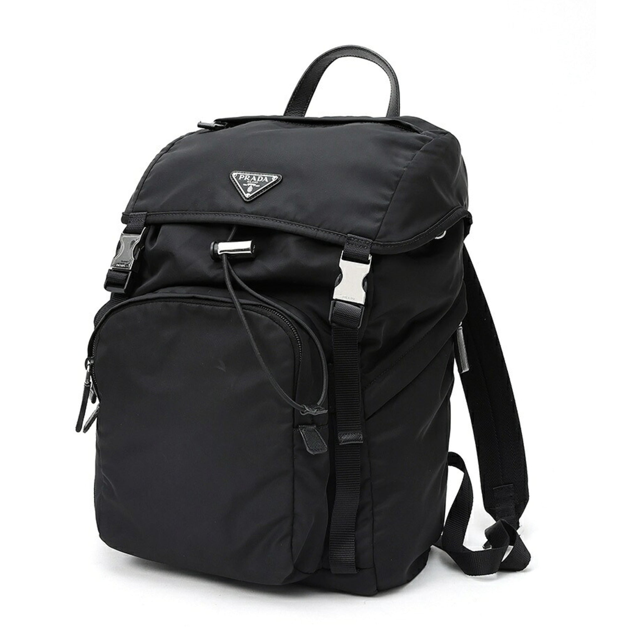 Prada Black Nero Nylon Fabric Leather Backpack (Pre-Owned)